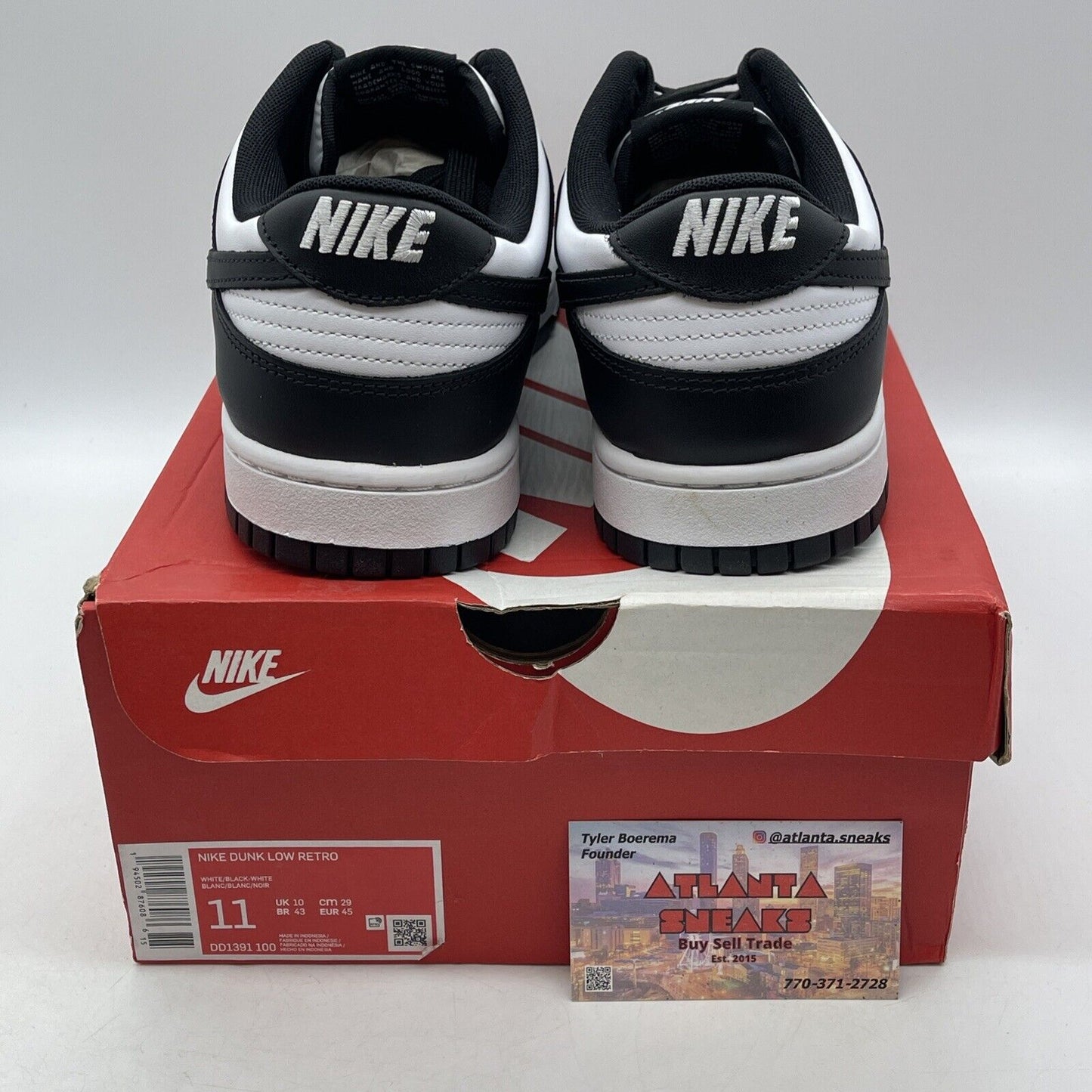 Size 11.5 - Nike Dunk Low Black White Leather (DD1391-100)