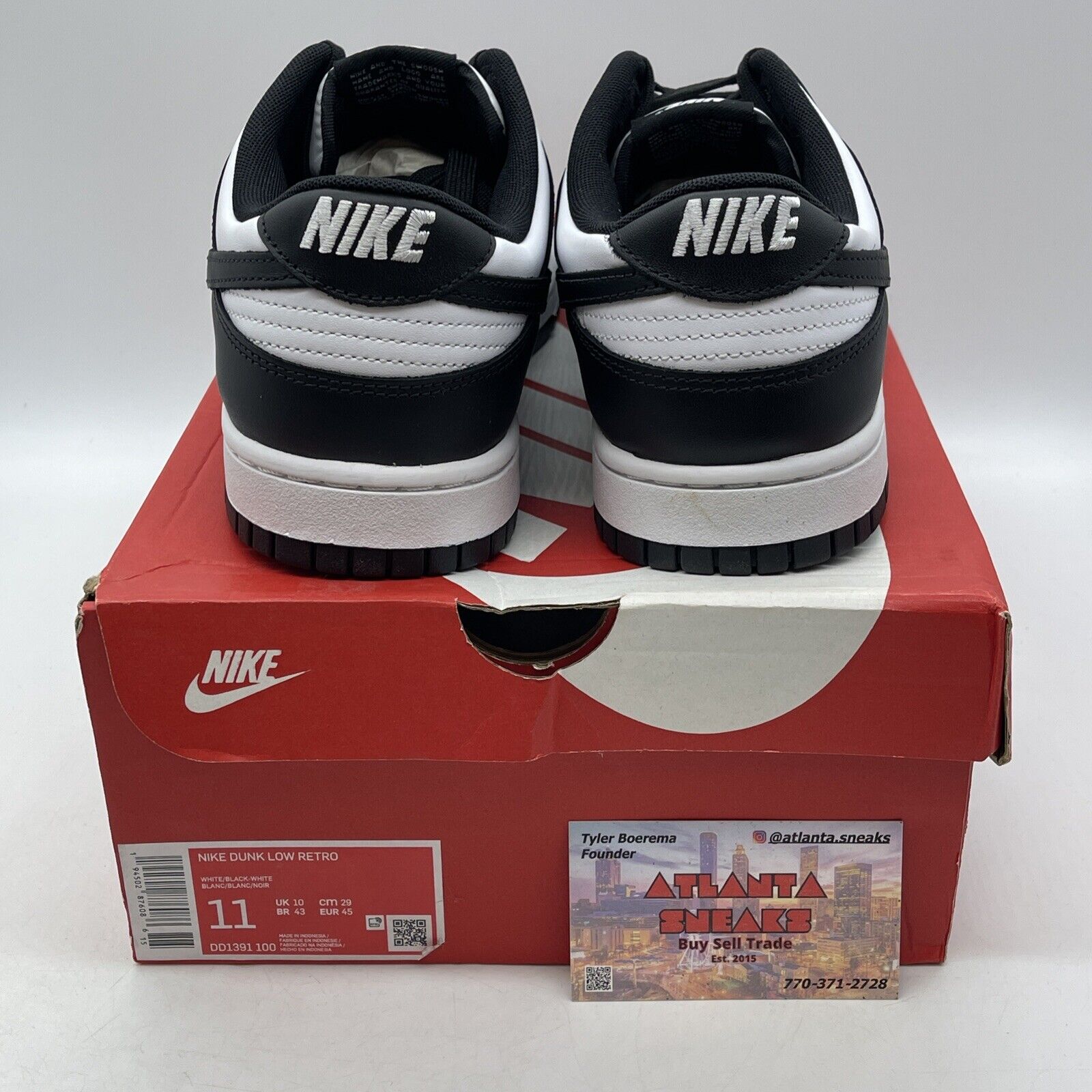 Size 11.5 - Nike Dunk Low Black White Leather (DD1391-100)