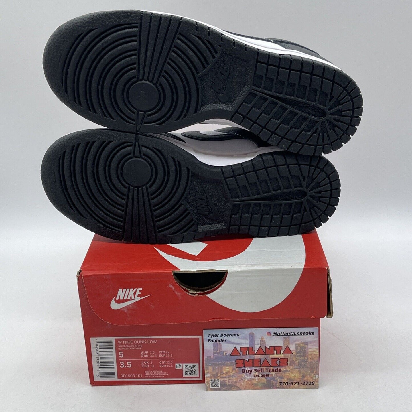 Size 5W - Nike Dunk Low Black White Leather (DD1503-101)