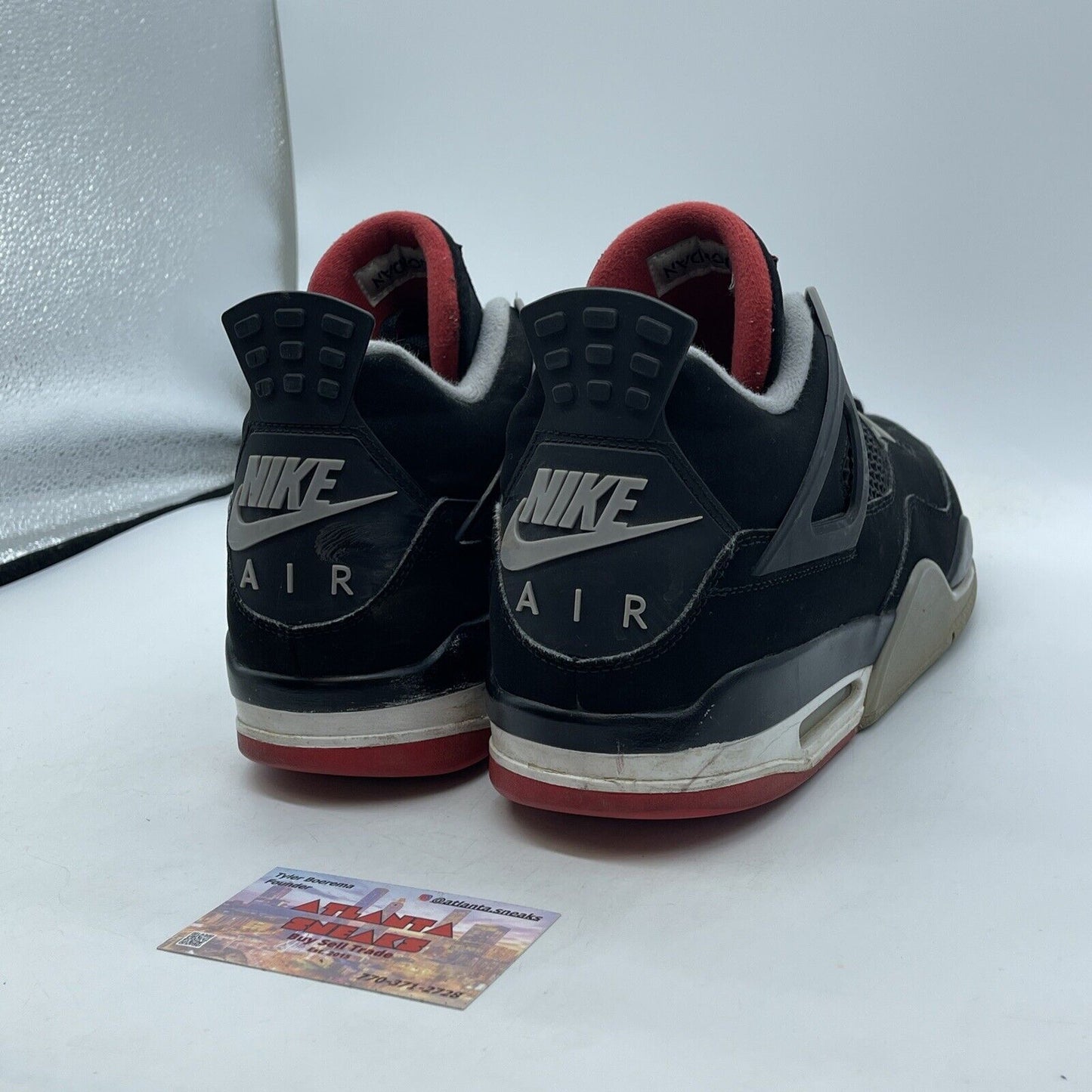 Size 12 - Jordan 4 Retro OG Mid Bred 2019 Black Grey Red Suede (308497-060)