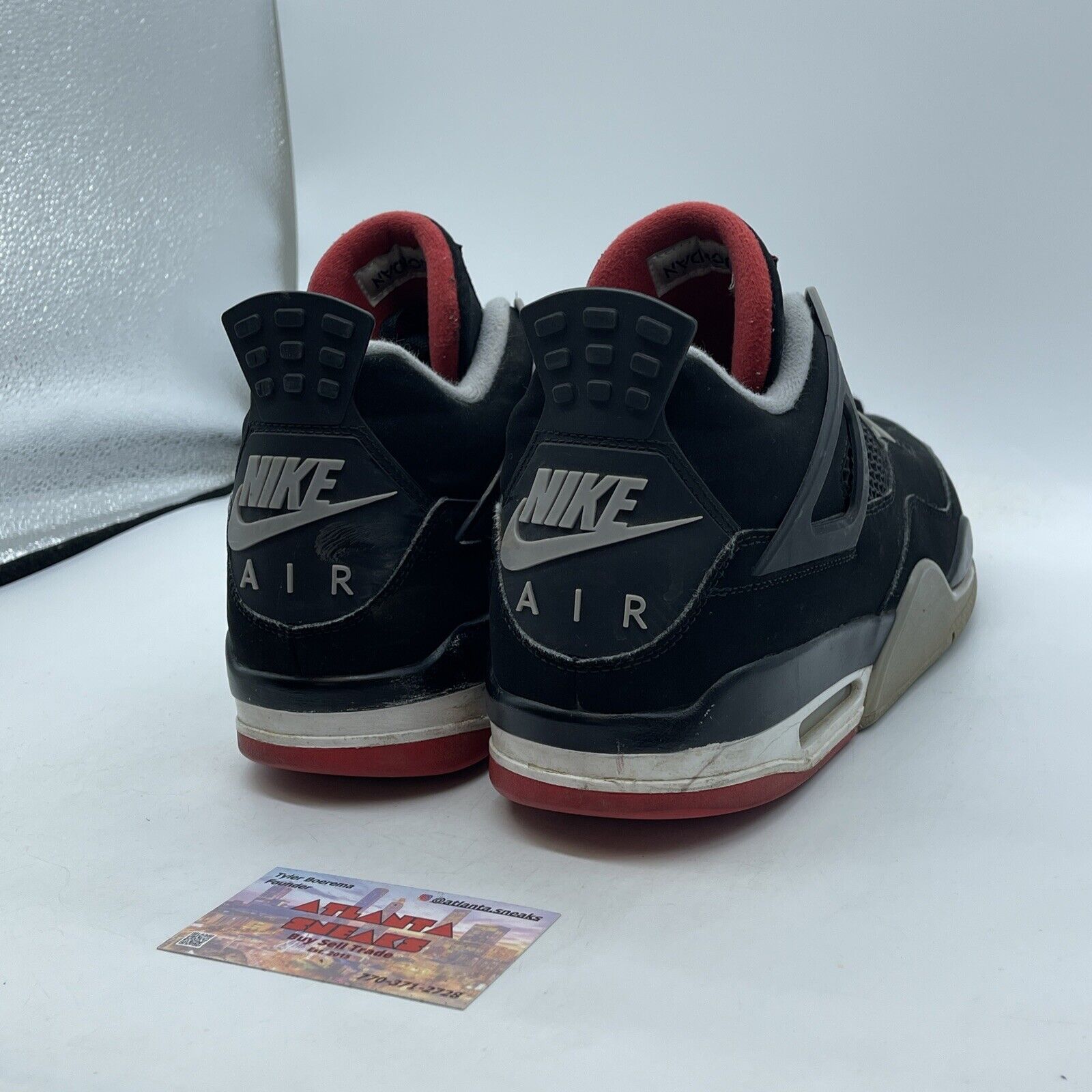 Size 12 - Jordan 4 Retro OG Mid Bred 2019 Black Grey Red Suede (308497-060)