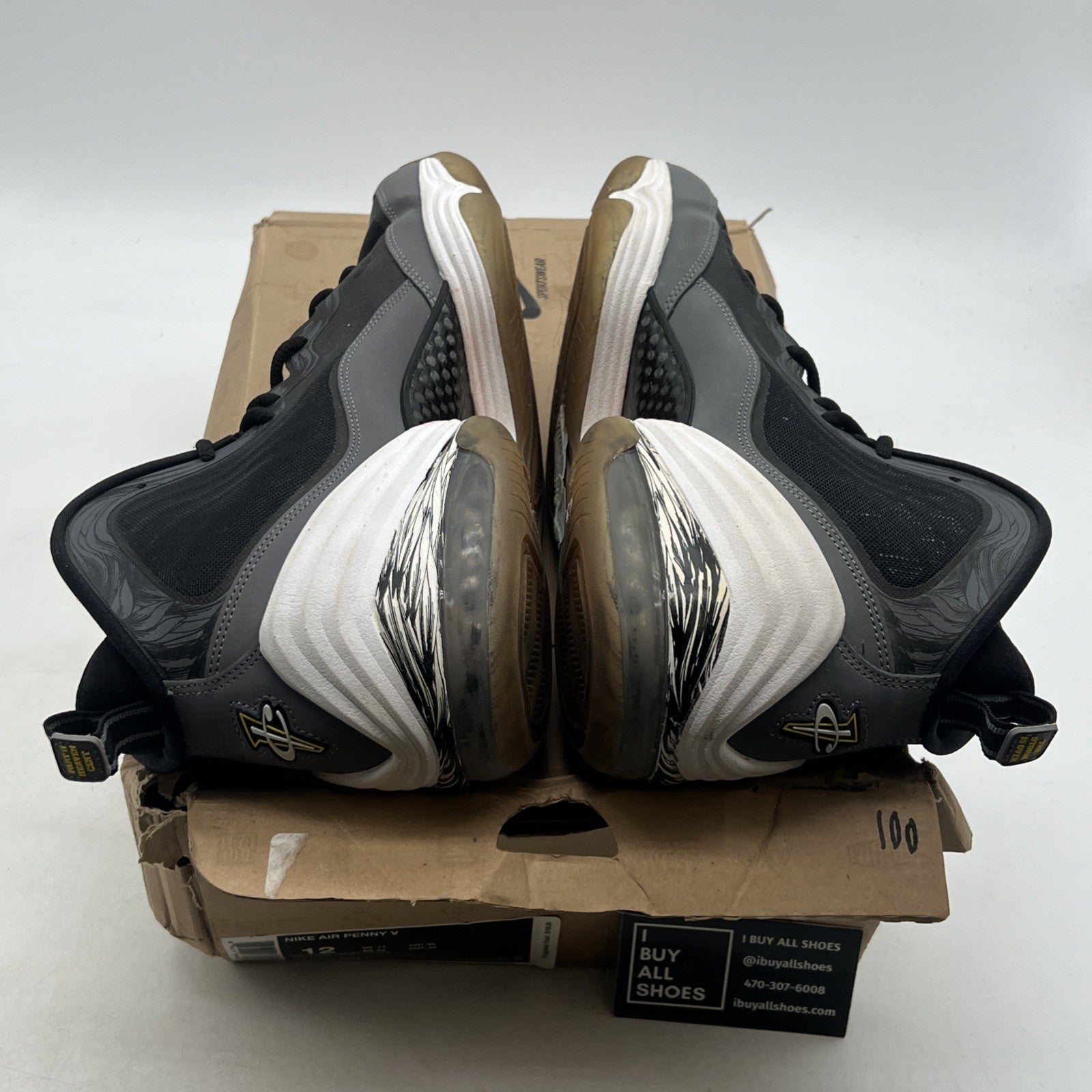 Size 12 - Nike Air Penny 5 Black Grey Tour Yellow (537331-001)