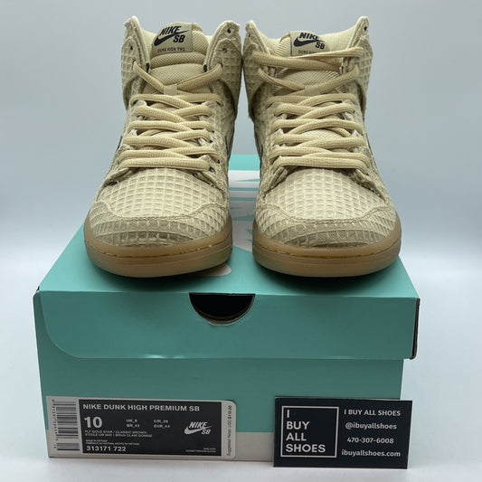 Size 10 - Nike SB Dunk Premium Hemp High Waffle Brown Suede (313171-722)