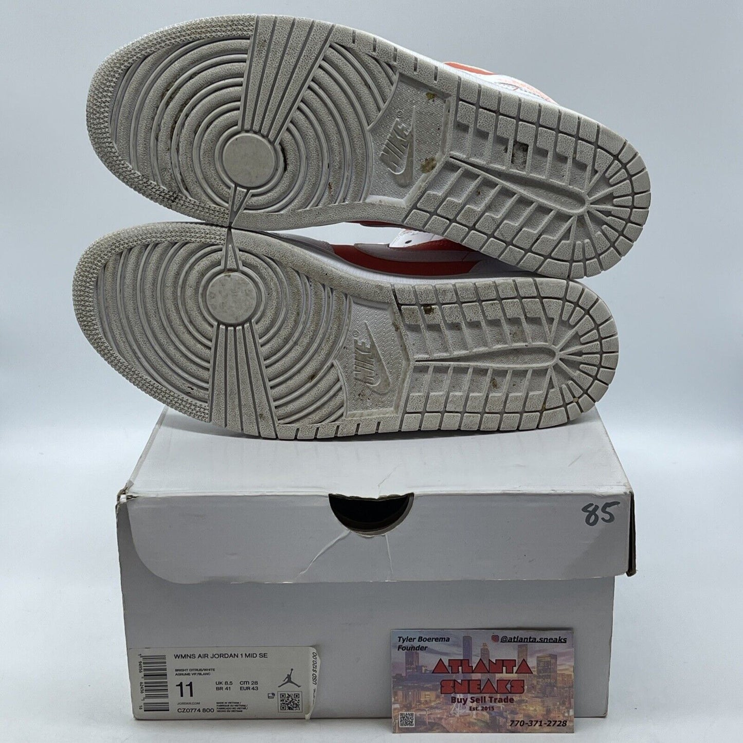 Size 10.5W- Air Jordan 1 SE Mid Bright Citrus Orange White Suede (CZ0774-800)