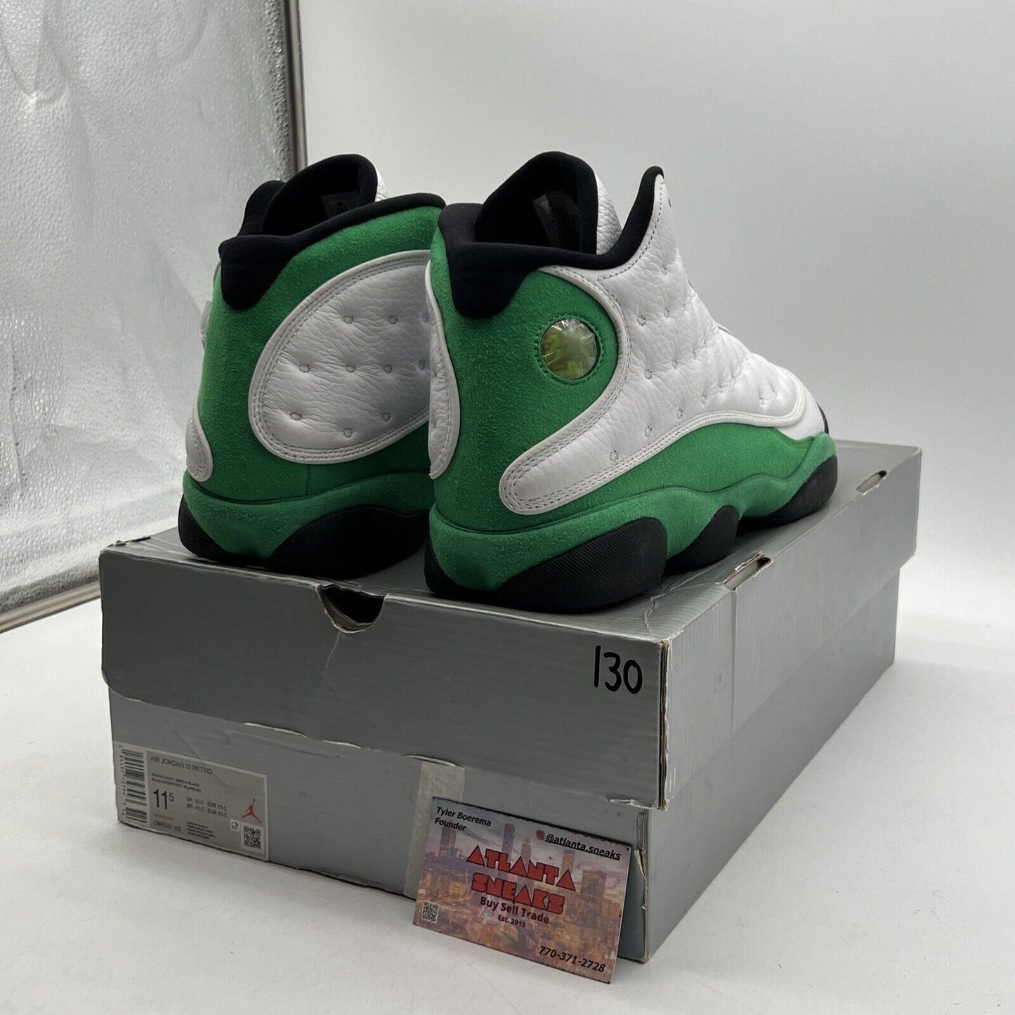 Size 11.5 - Jordan 13 Retro Lucky Green 2020 White Black Suede  (DB6537-113)