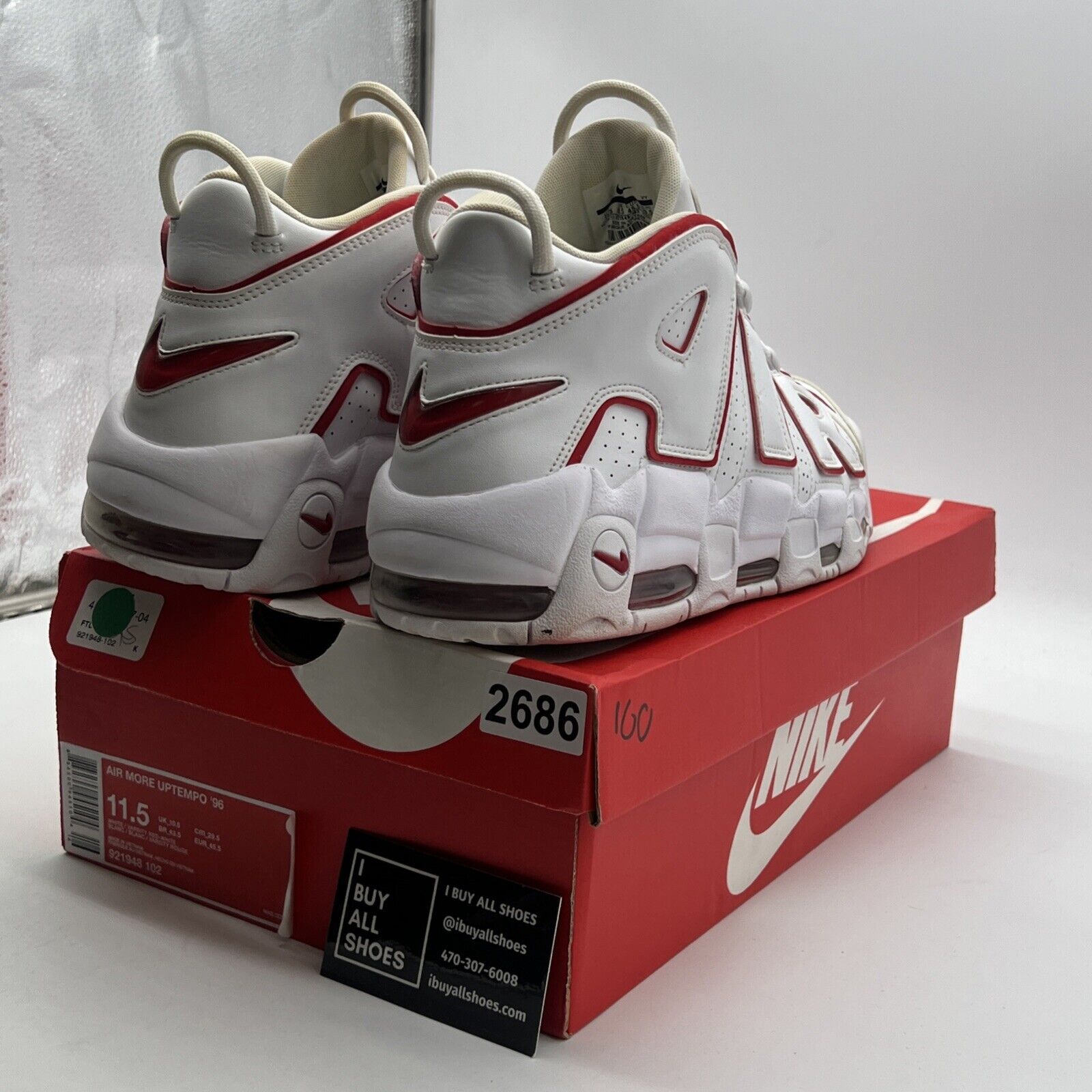 Size 11.5 - Nike Air More Uptempo White Varsity Red 2018 (921948-102)