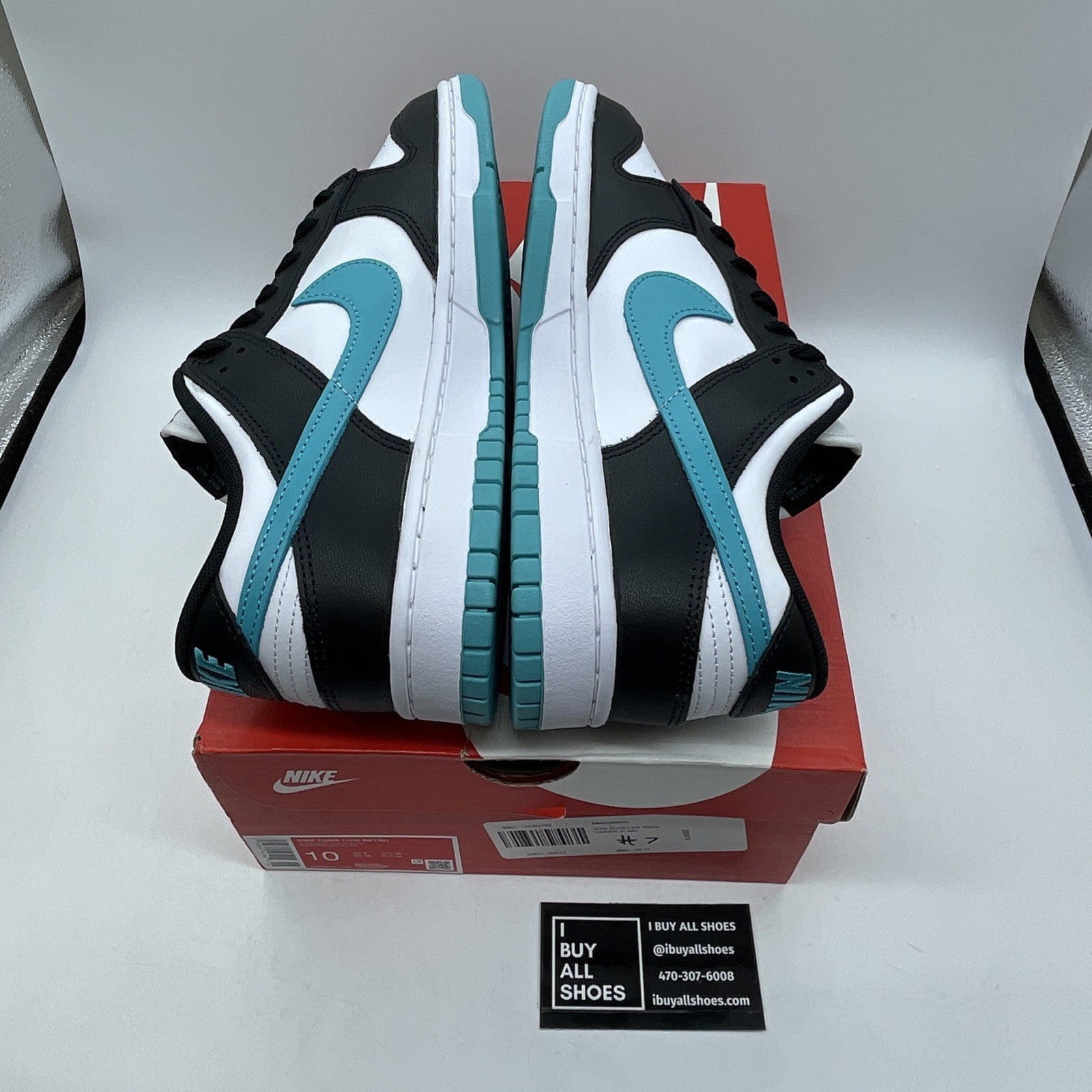 Size 10 - Nike Dunk Low Black Dusty Cactus Blue White Leather (DV0833-109)