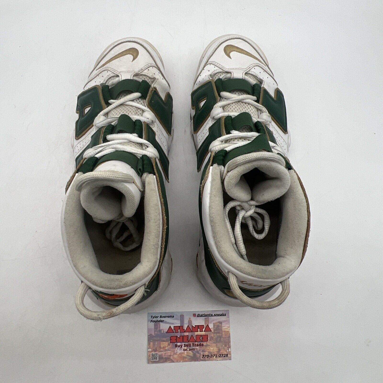 Size 10 - Nike Air More Uptempo QS Atlanta Green Gold White Leather (AJ3139-100)