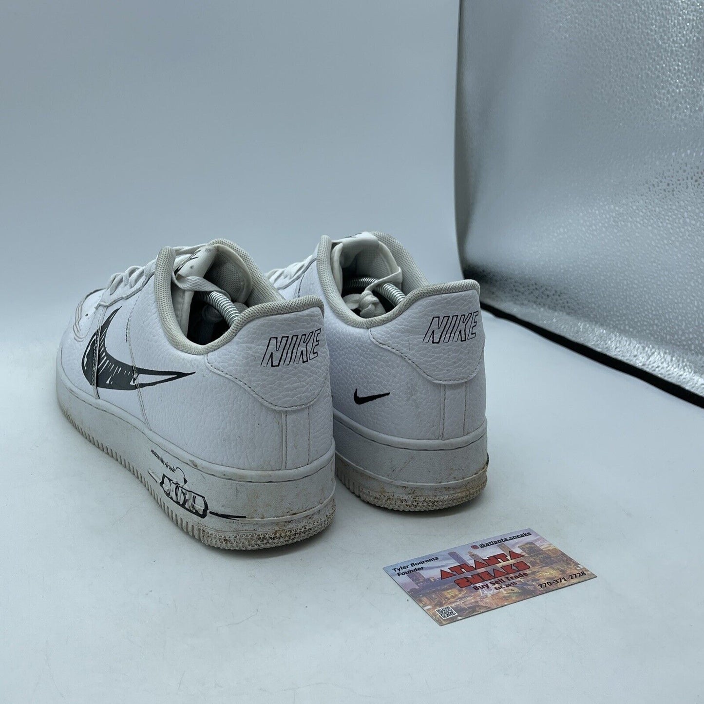 Size 12 - Nike Air Force 1 Low Sketch - Black White Leather (CW7581-101)