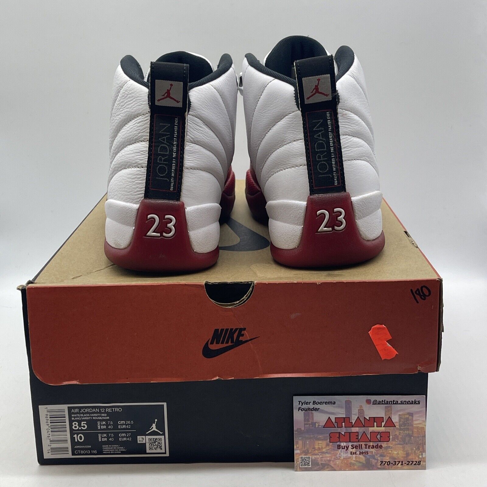 Size 8.5 - Jordan 12 Retro 2023 Mid Cherry White Red Leather (CT8013-116)