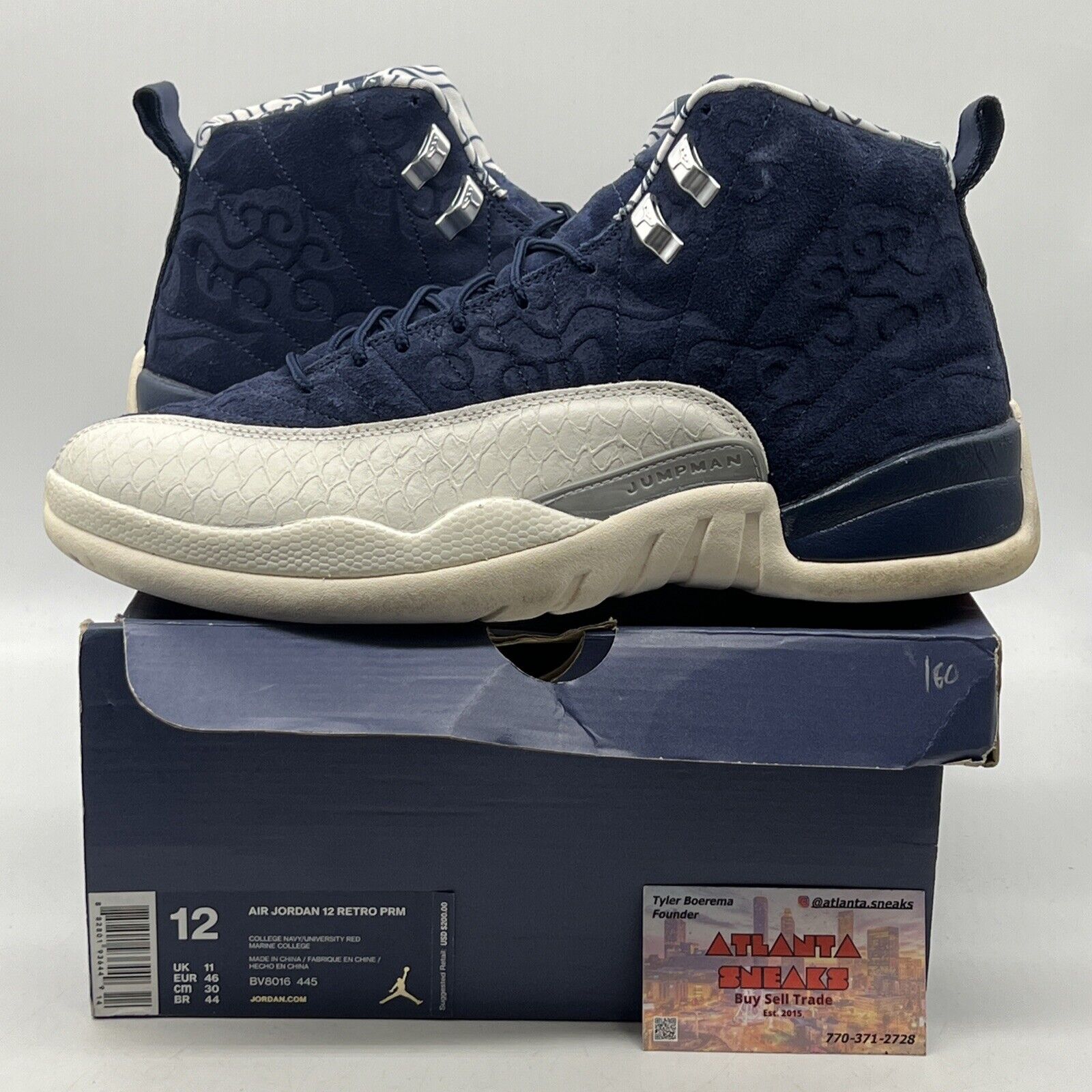 Size 12 - Air Jordan 12 Retro International Flight Navy White Suede (BV8016-445)
