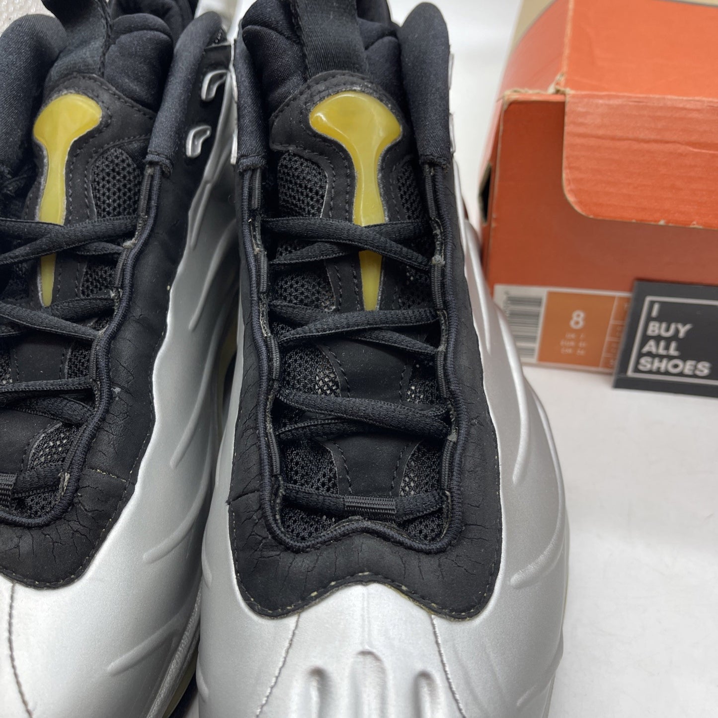 Size 8 - Nike Total Air Foamposite Max Silver Black Suede (307717-003)
