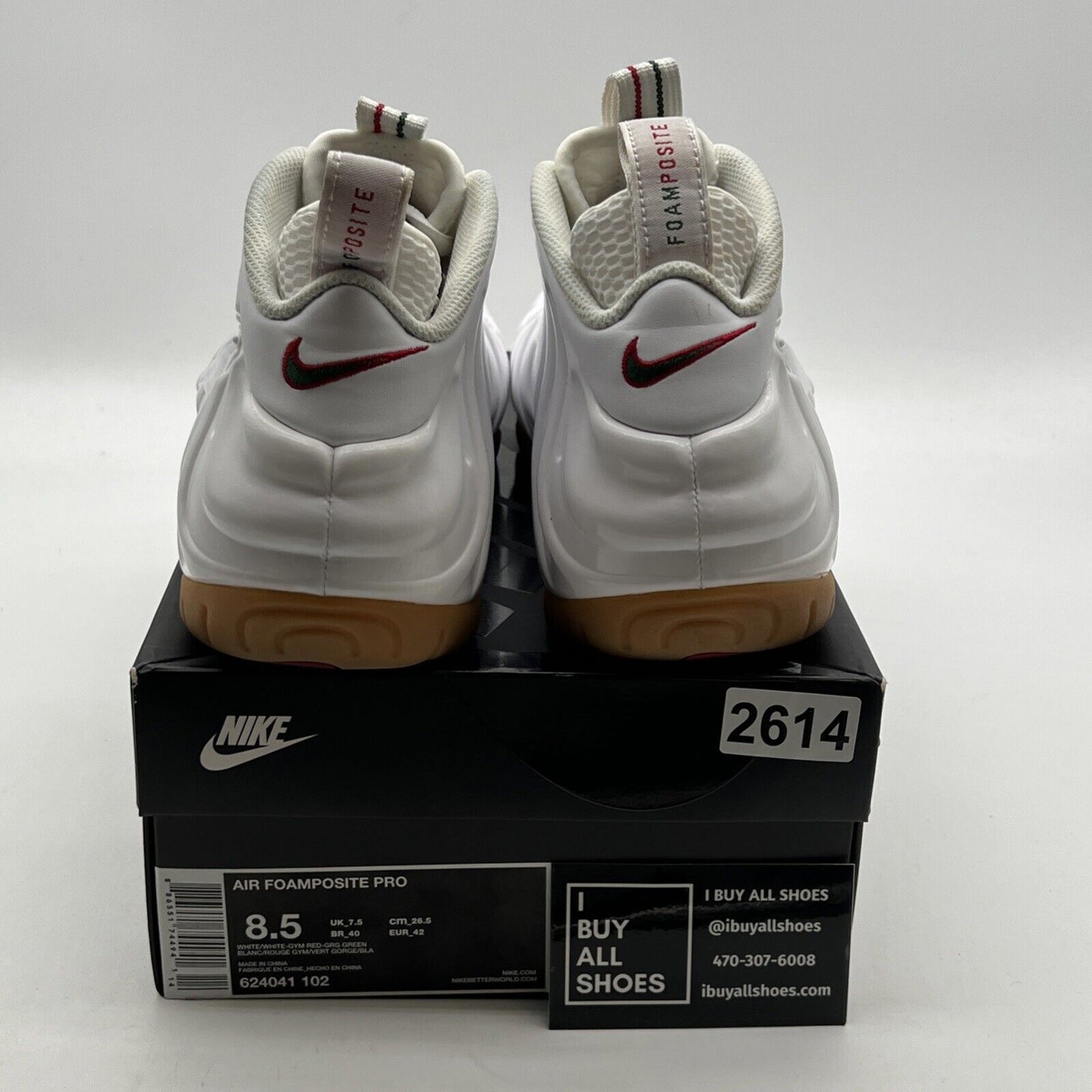 Size 8.5 - Nike Foamposite Pro Gucci - White (624041-102)