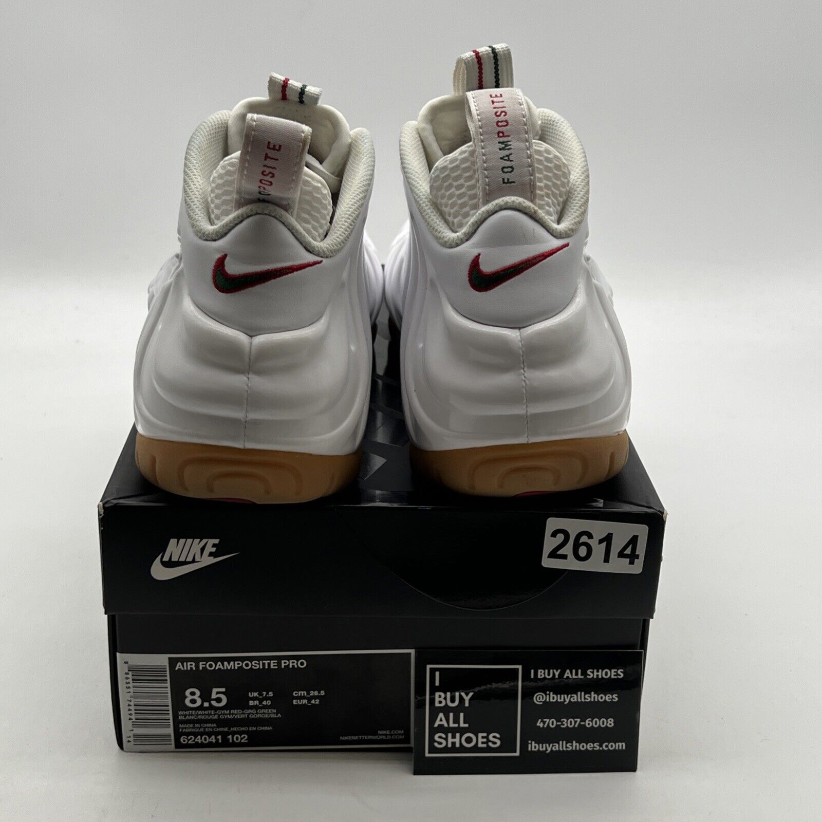 Size 8.5 - Nike Foamposite Pro Gucci - White (624041-102)