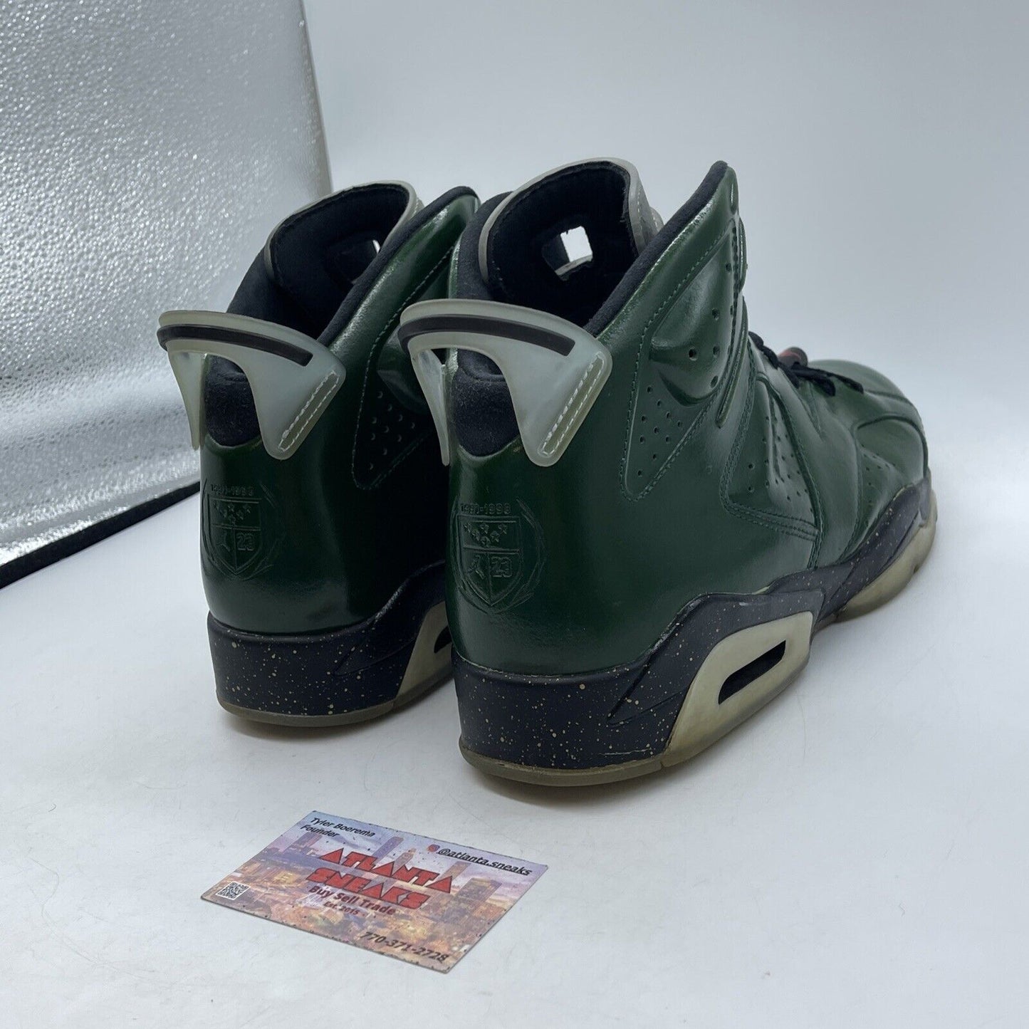 Size 12 - Air Jordan 6 Retro Champagne Bottle Green Black Leather (384664-350)