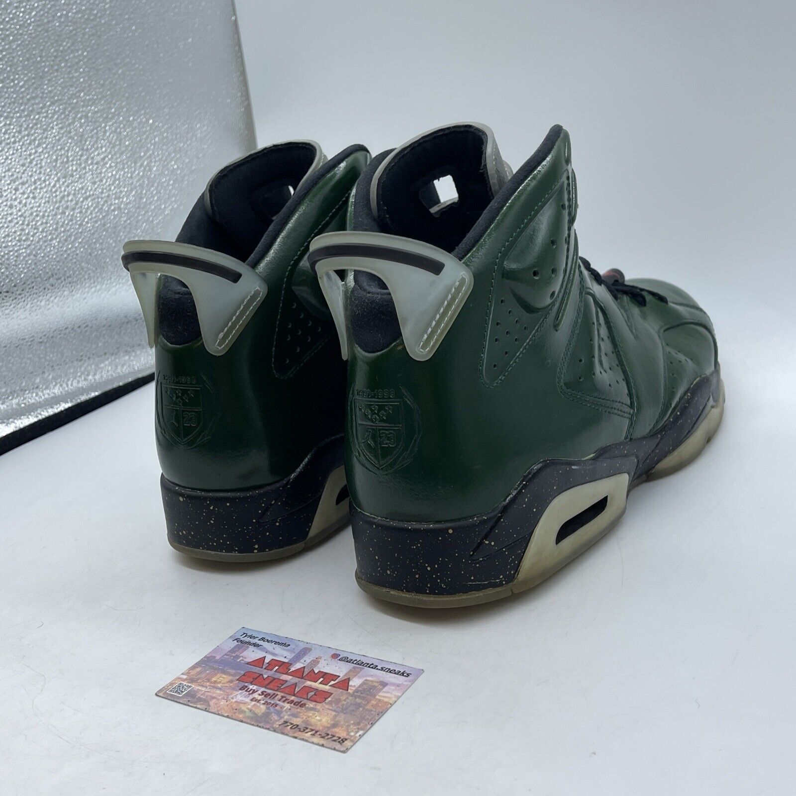 Size 12 - Air Jordan 6 Retro Champagne Bottle Green Black Leather (384664-350)