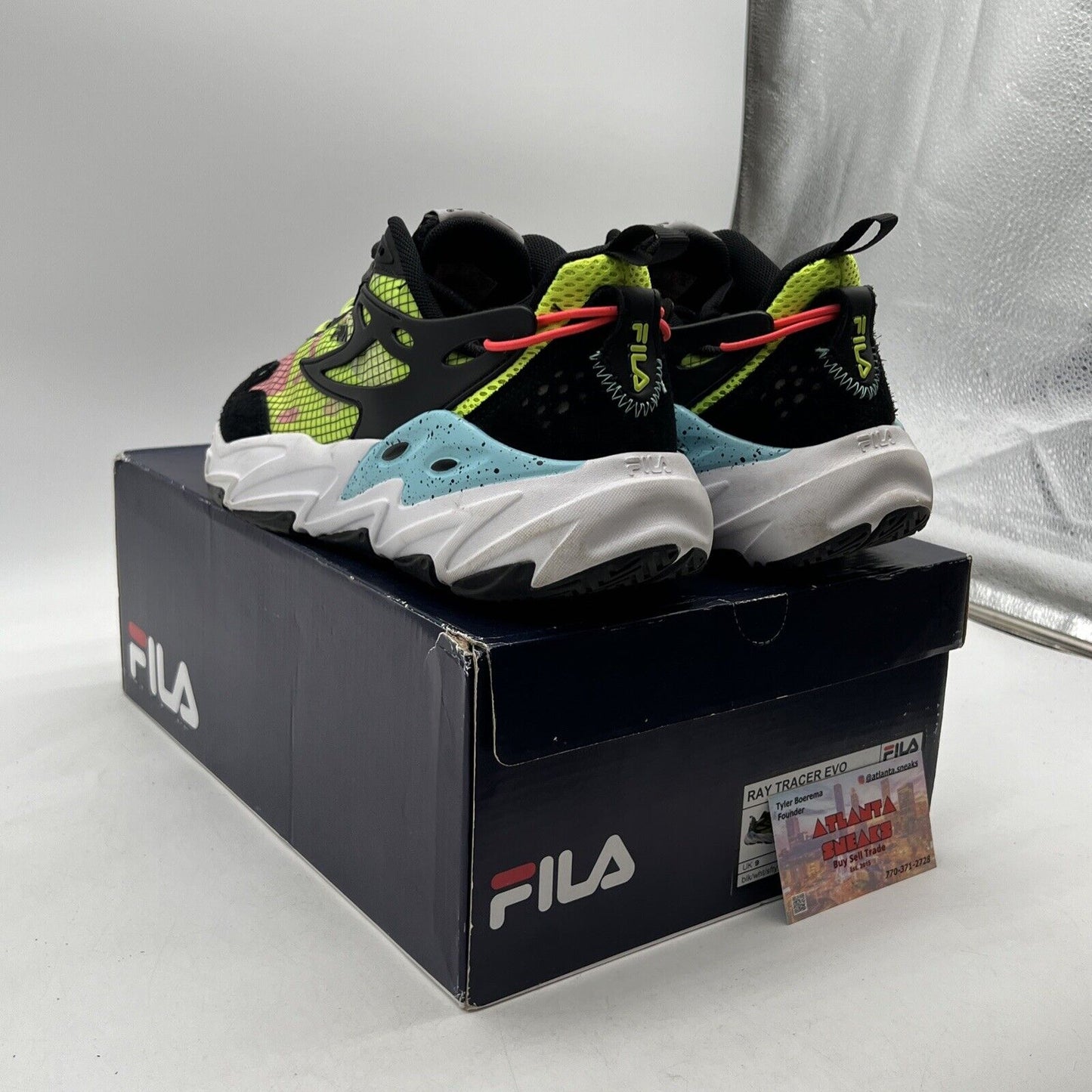 Size 10 - Fila Ray Tracer Evo Black Lime Pink Women’s  (1RM01681-016)