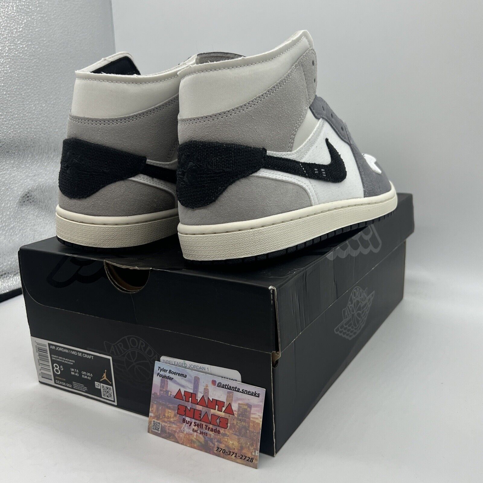 Size 8.5 - Jordan 1 Mid SE Craft Inside Out - Cement Grey Brand New