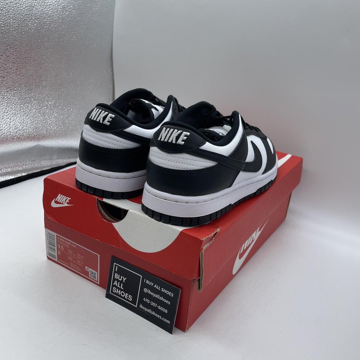 Size 9.5W - Nike Dunk Low Black White Leather (DD1503-101)