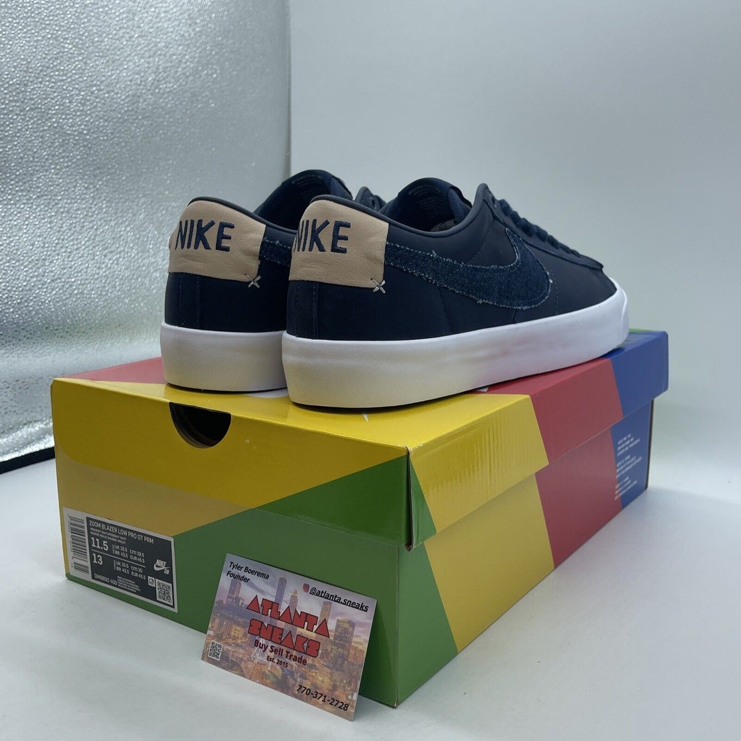 Size 11.5 - Nike Blazer GT SB Low Midnight Navy Denim White Leather (DM8890-400)