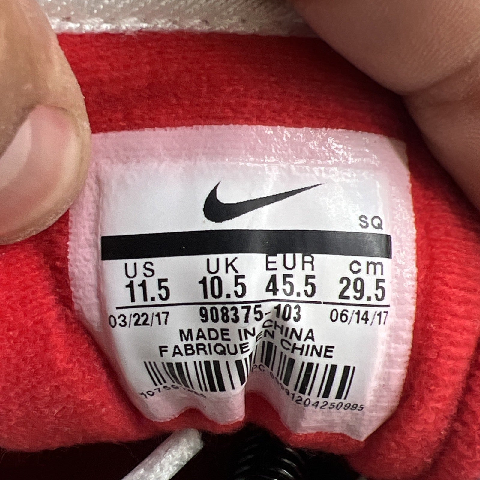 Size 11.5 - Nike Air Max 1 OG Anniversary 2017 Re-Release Red (908375-103)