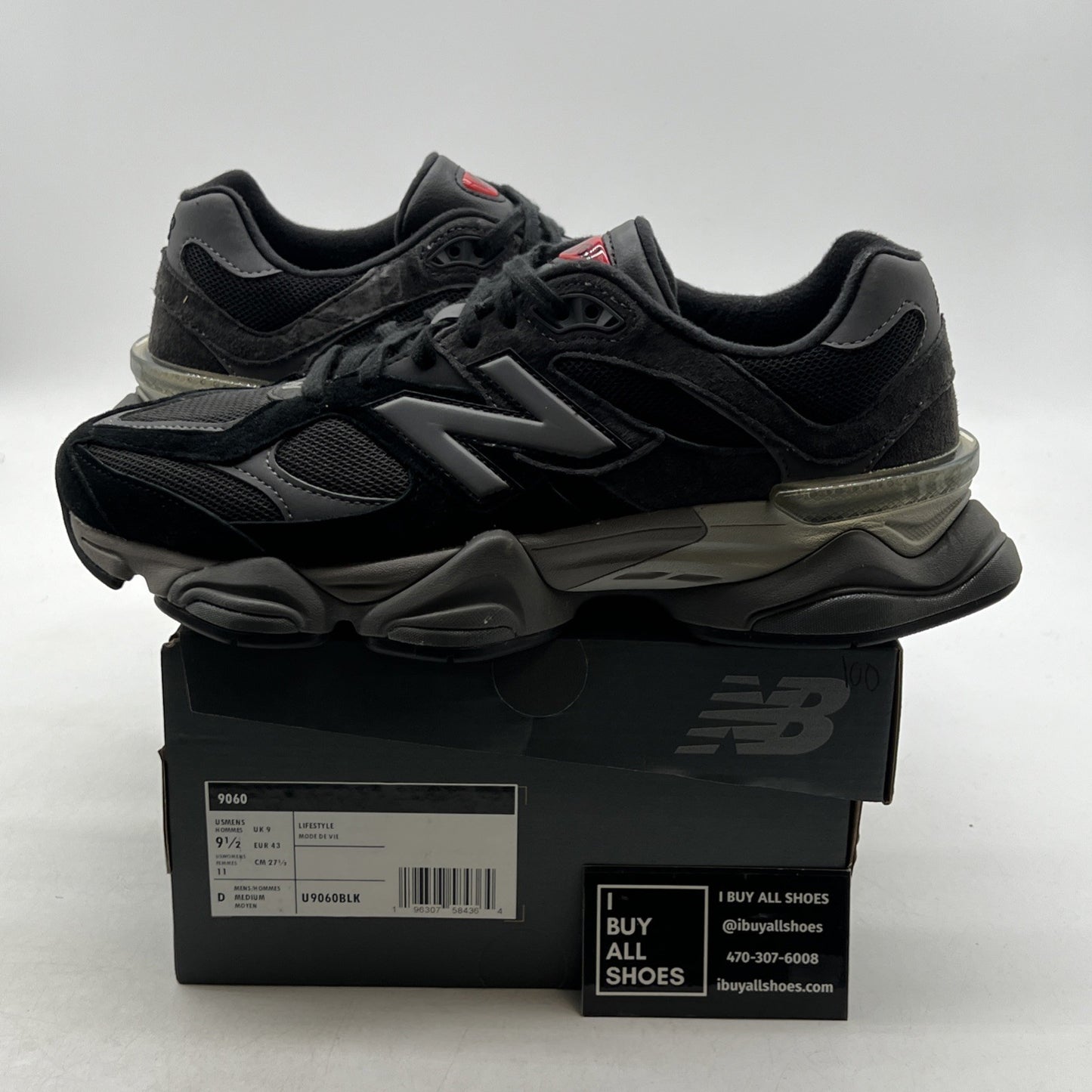 Size 9.5 - New Balance 9060 Black Castlerock (U9060BLK)