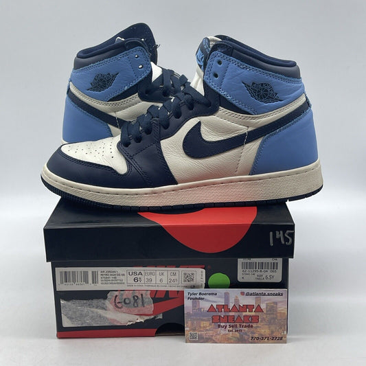 Size 6.5Y- Jordan 1 Retro OG High Obsidian UNC 2019 Navy White  (575441-140)