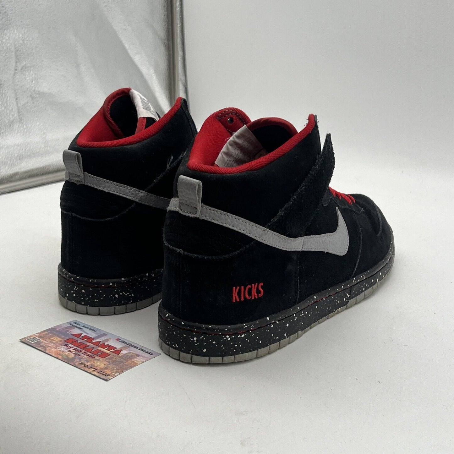 Size 10.5 - Nike Dunk High ID Black Grey Red Sneakers (652915-993)