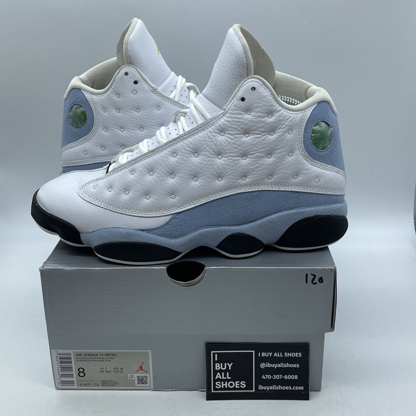 Size 8 - Air Jordan 13 Retro Blue Grey White Suede Leather (414571-170)