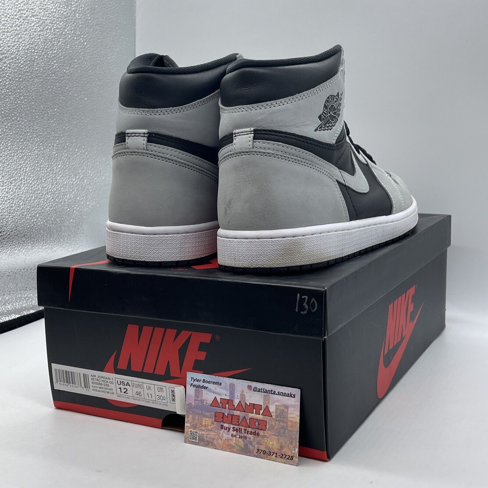 Size 12 - Jordan 1 Retro OG High Shadow 2.0 Grey Suede Black (555088-035)