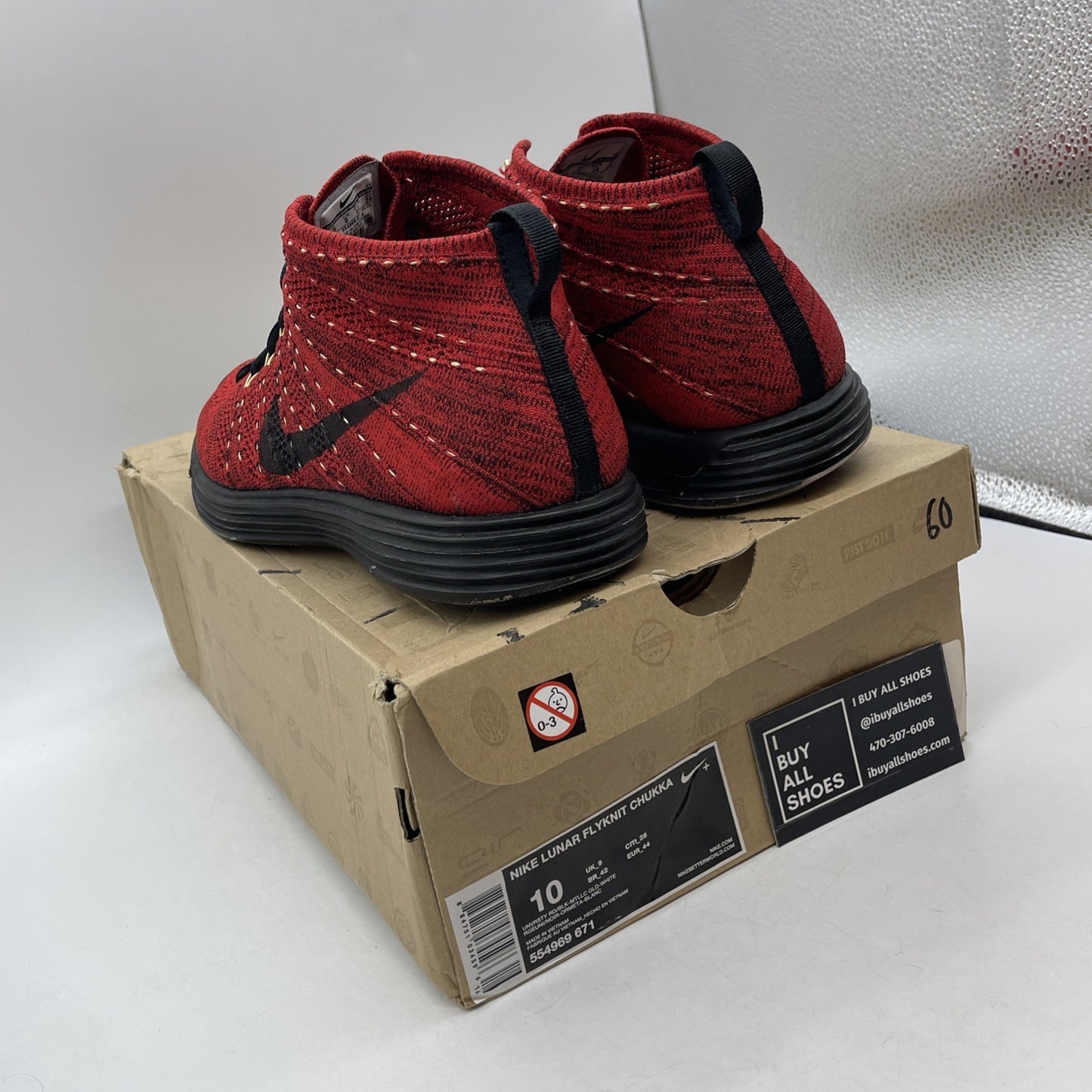 Size 10 - Nike Lunar Flyknit Chukka University Red (554969-671)