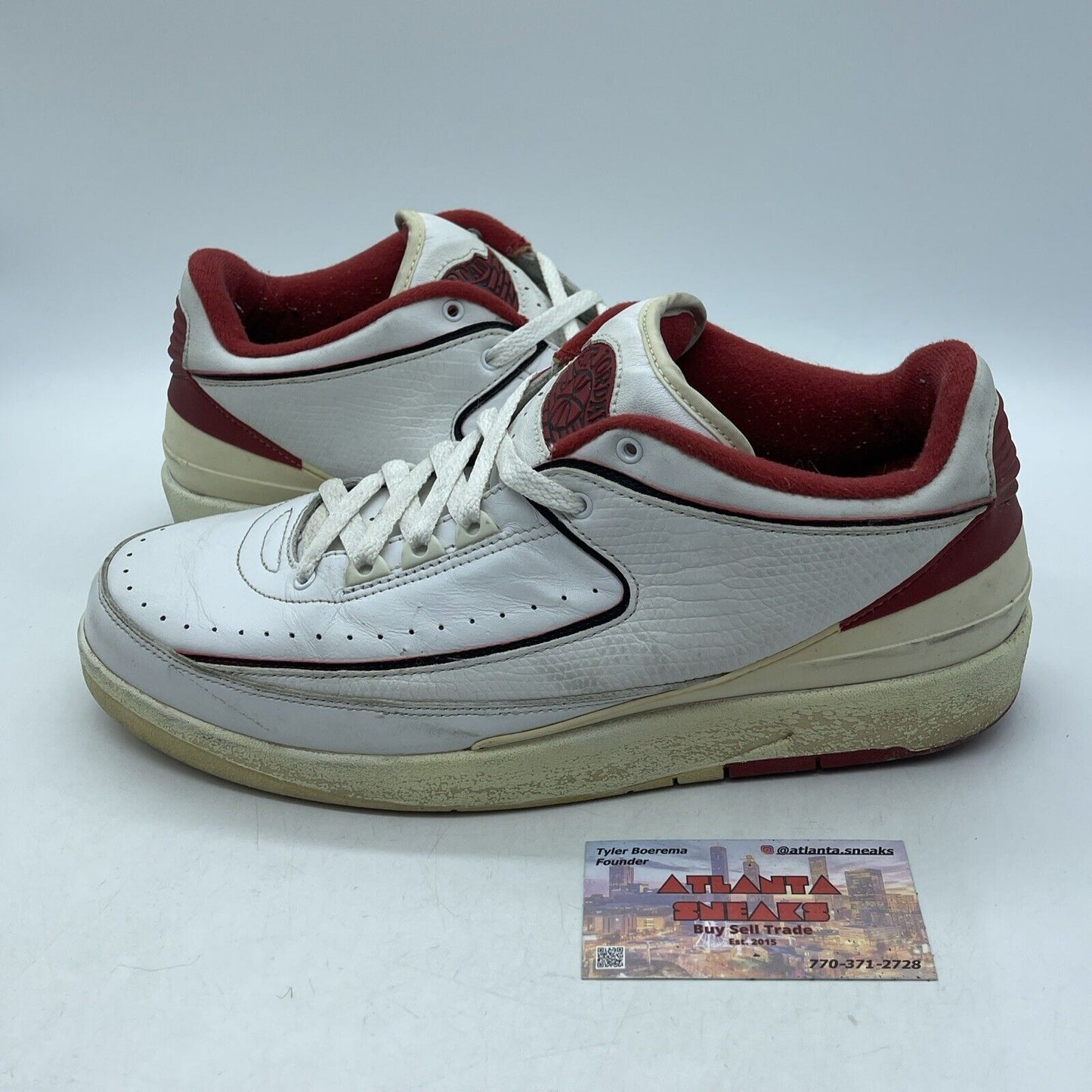 Size 10.5 - Air Jordan 2 Retro Low White Varsity Red White Leather (309837-101)