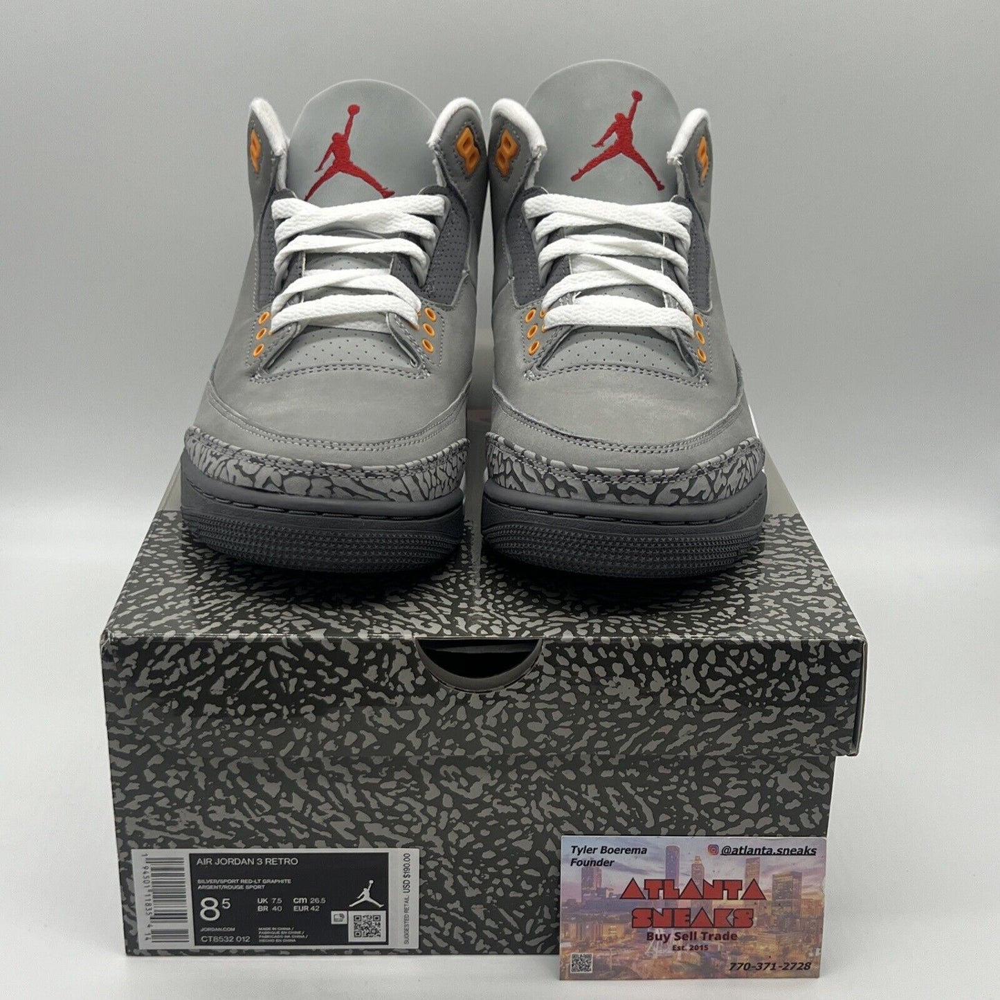 Size 8.5 - Jordan 3 Retro Mid Cool Grey Brand New Og All Orange White DS