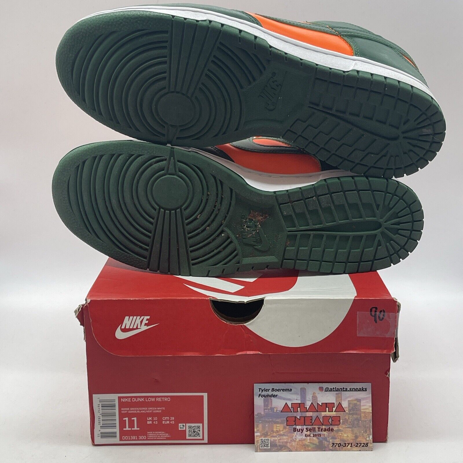 Size 11 - Nike Dunk Low Miami Hurricanes Green Orange Leather (DD1391-300)