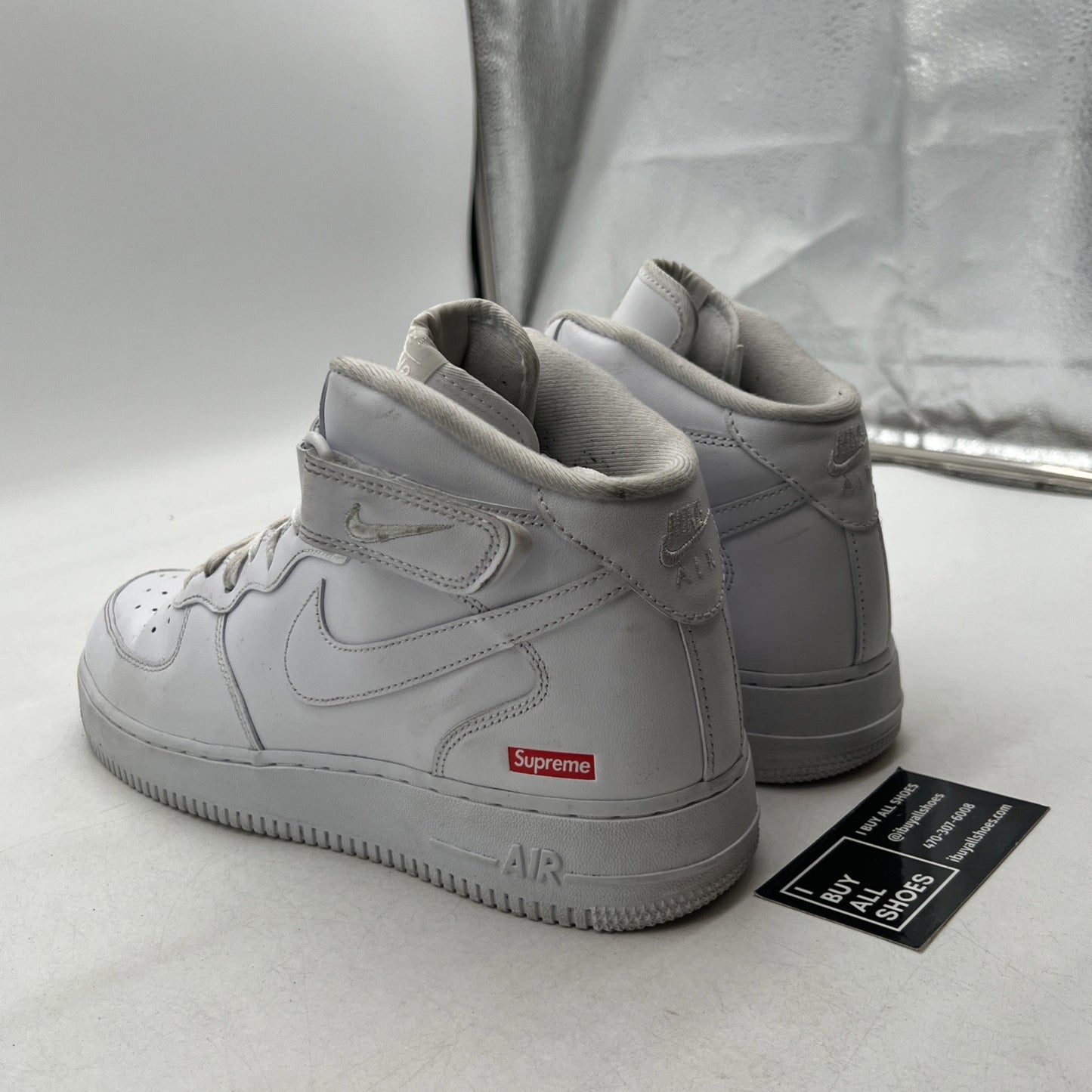 Size 10 - Nike Supreme x Air Force 1 Mid Box Logo - Triple White (FZ8784-100)
