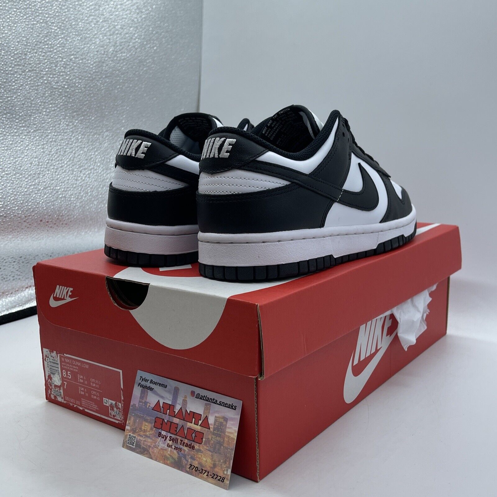 Size 8.5W - Nike Dunk Low Black White Leather (DD1503-101)