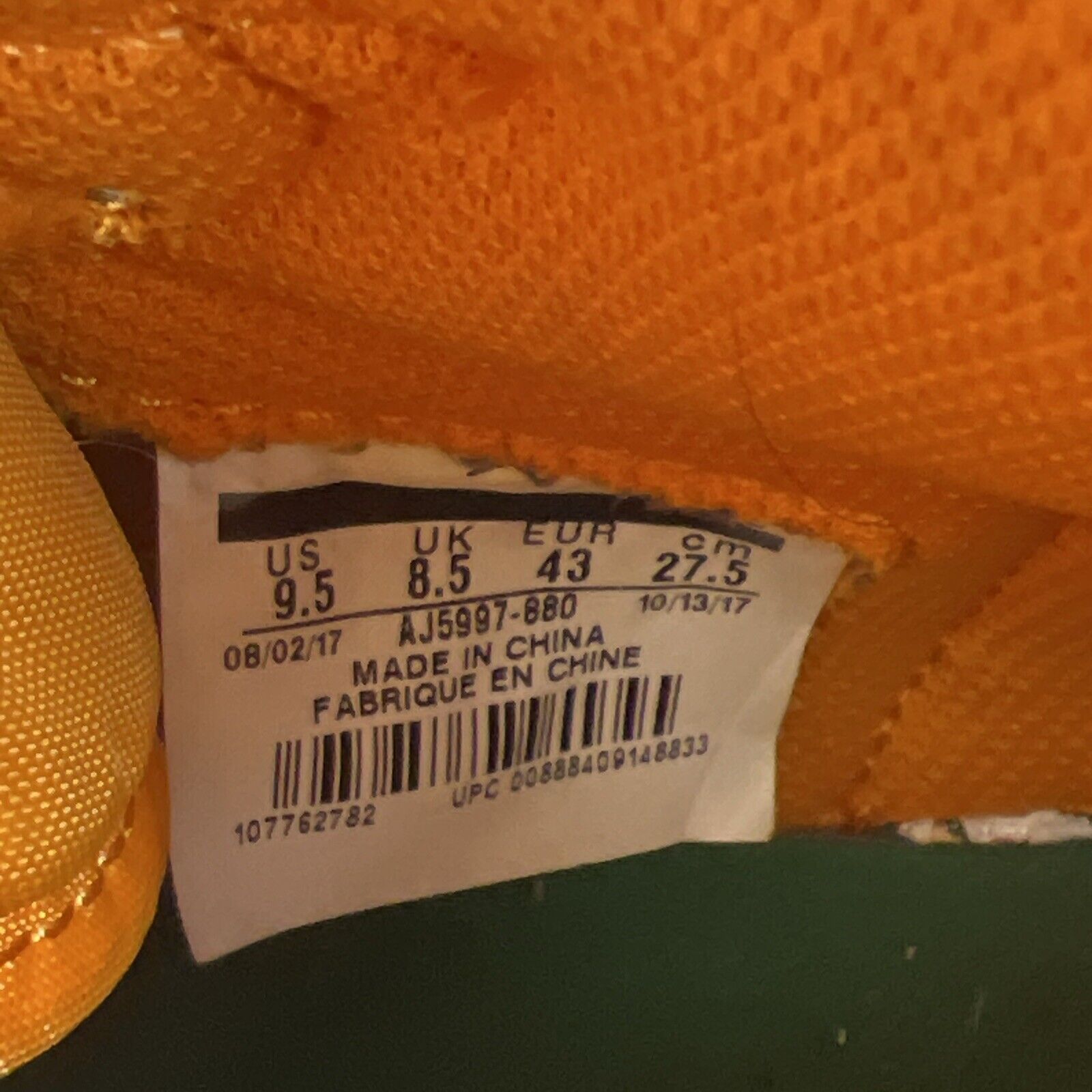 Size 9.5 - Air Jordan 1 Retro OG G8RD High Orange Peel (AJ5997-880)
