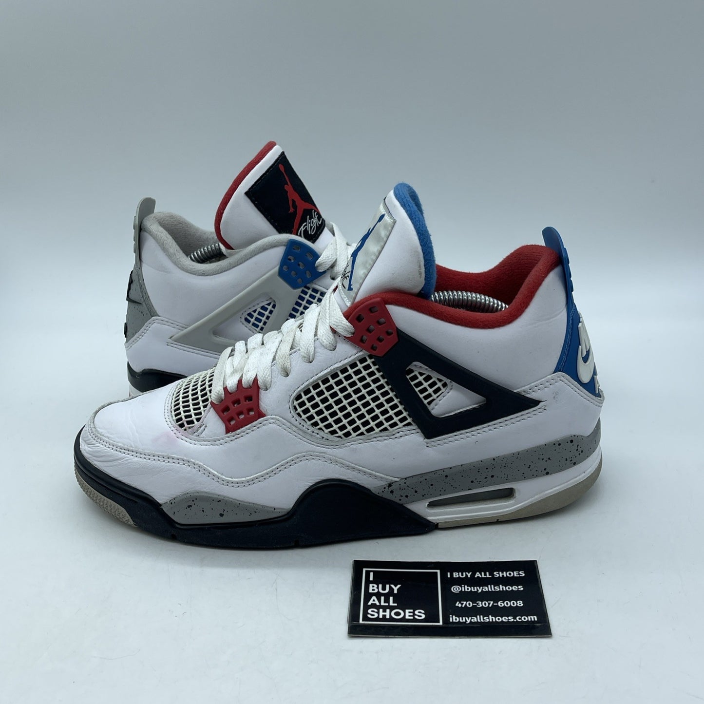 Size 9 - Jordan 4 Retro SE Mid What The 4 White Blue Black Leather (CI1184-146)