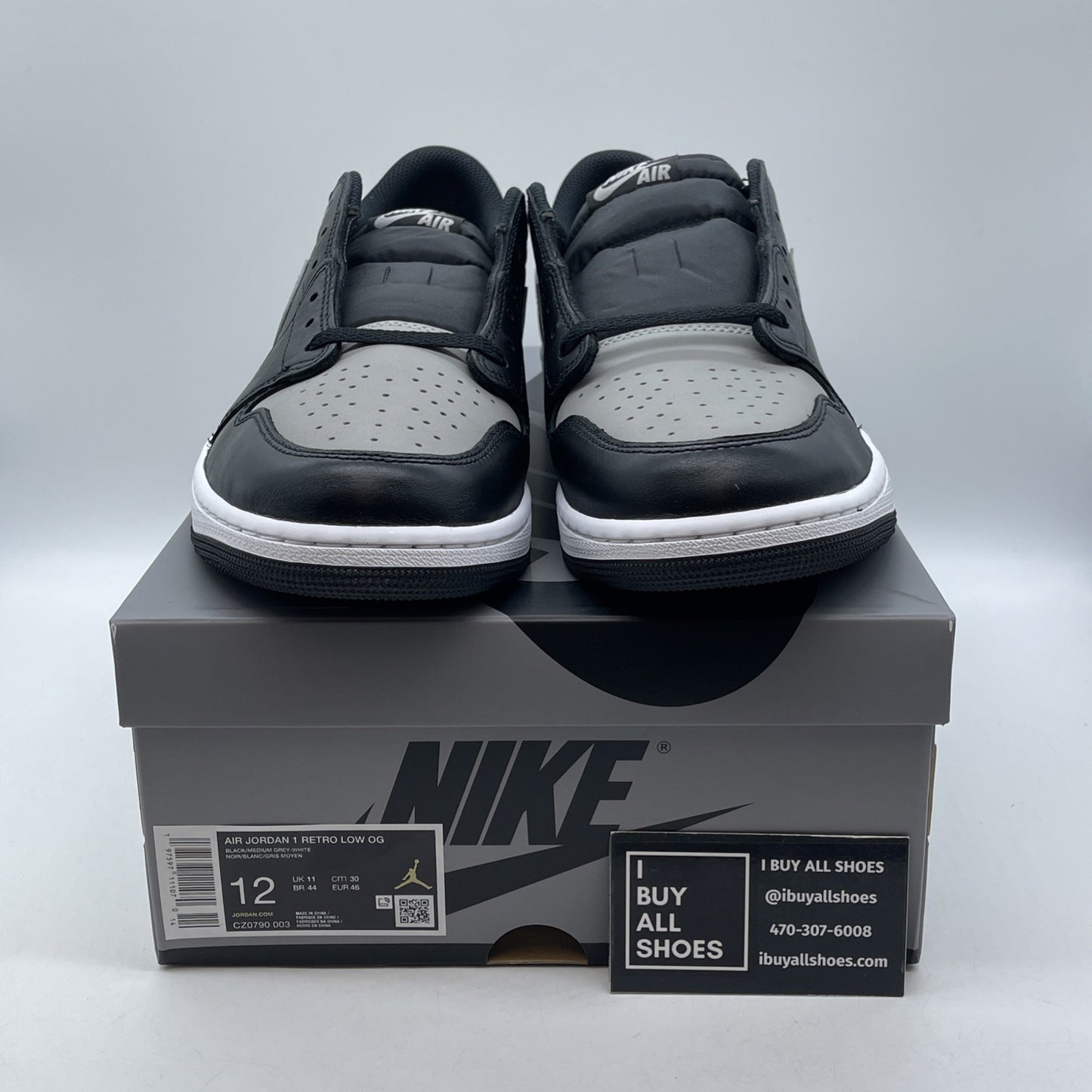 Size 12 - Air Jordan 1 Retro OG 2024 Low Shadow Grey Black (CZ0790-003)