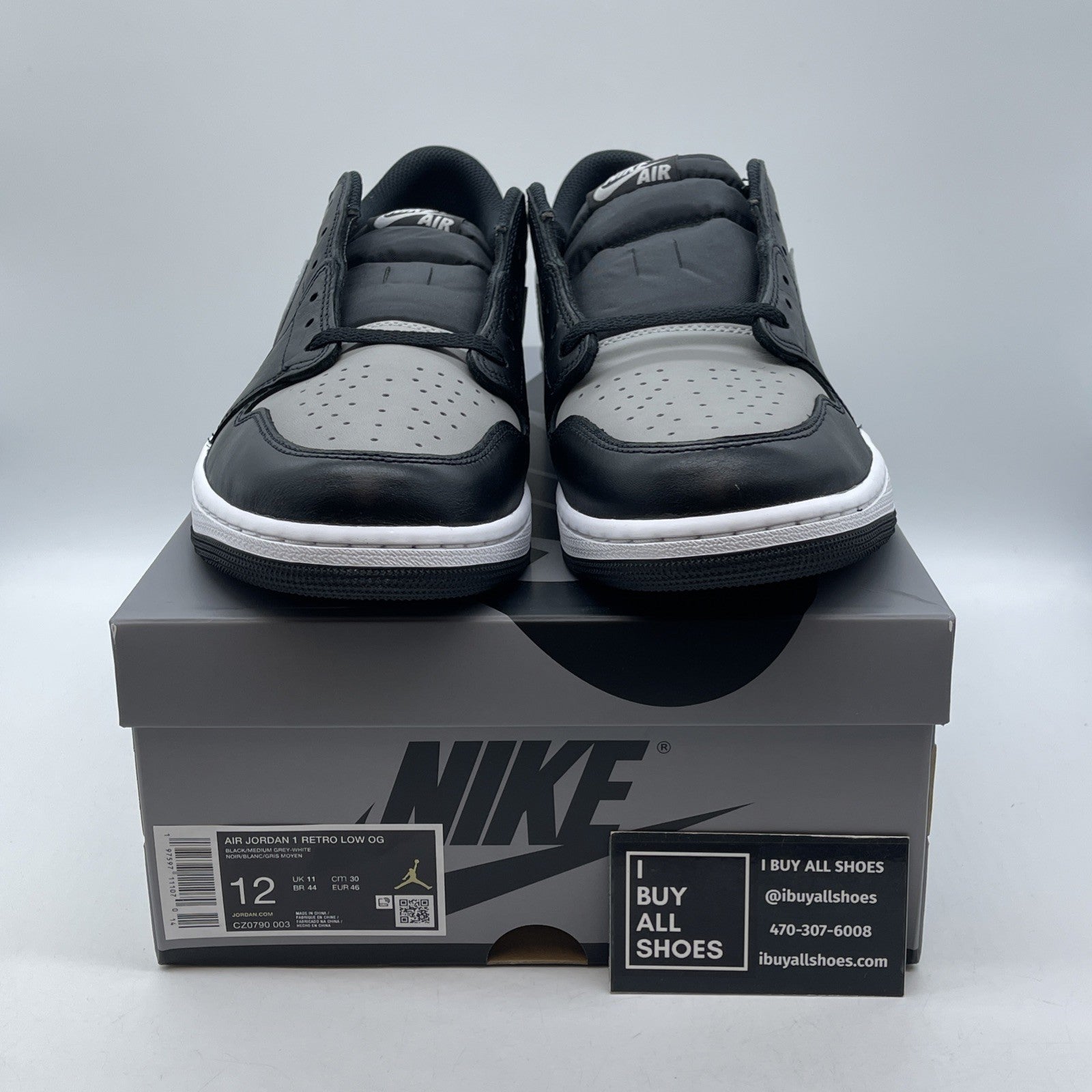 Size 12 - Air Jordan 1 Retro OG 2024 Low Shadow Grey Black (CZ0790-003)