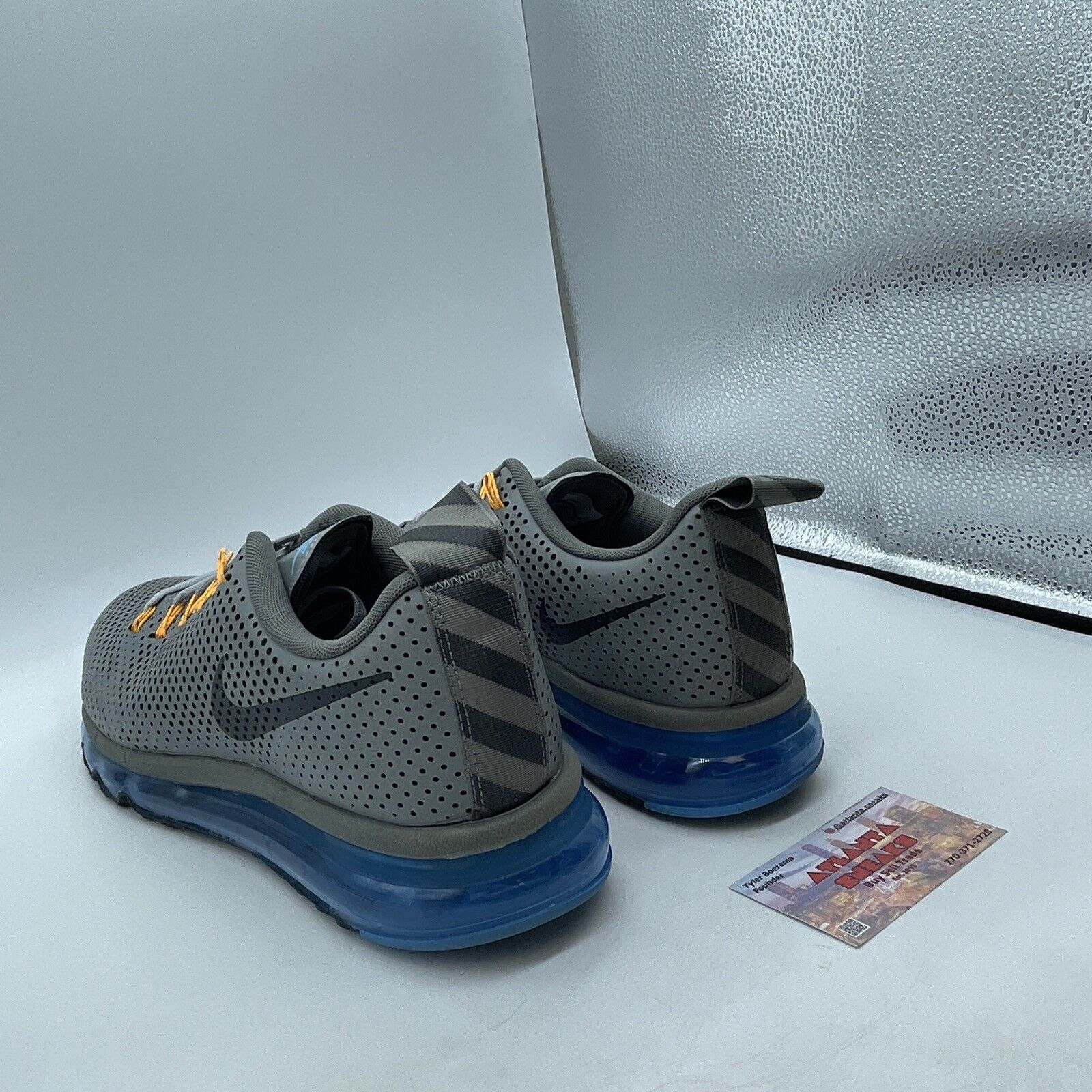 Size 11 - Nike Air Max 90 Motion Wolf Grey Blue Yellow Black (631767-004)