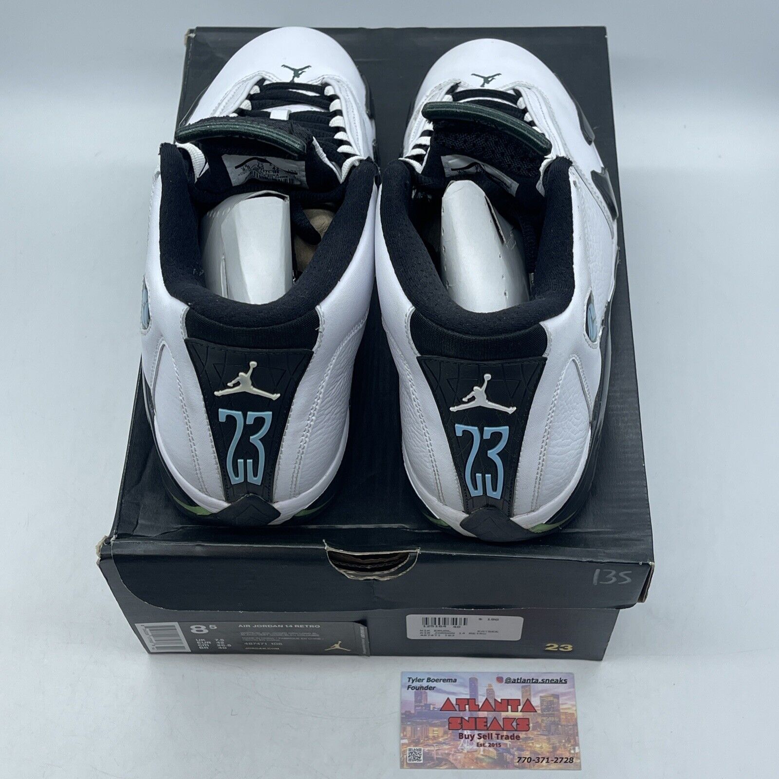 Size 8.5 - Air Jordan 14 Retro 2016 Oxidized Green White Black (487471-106)