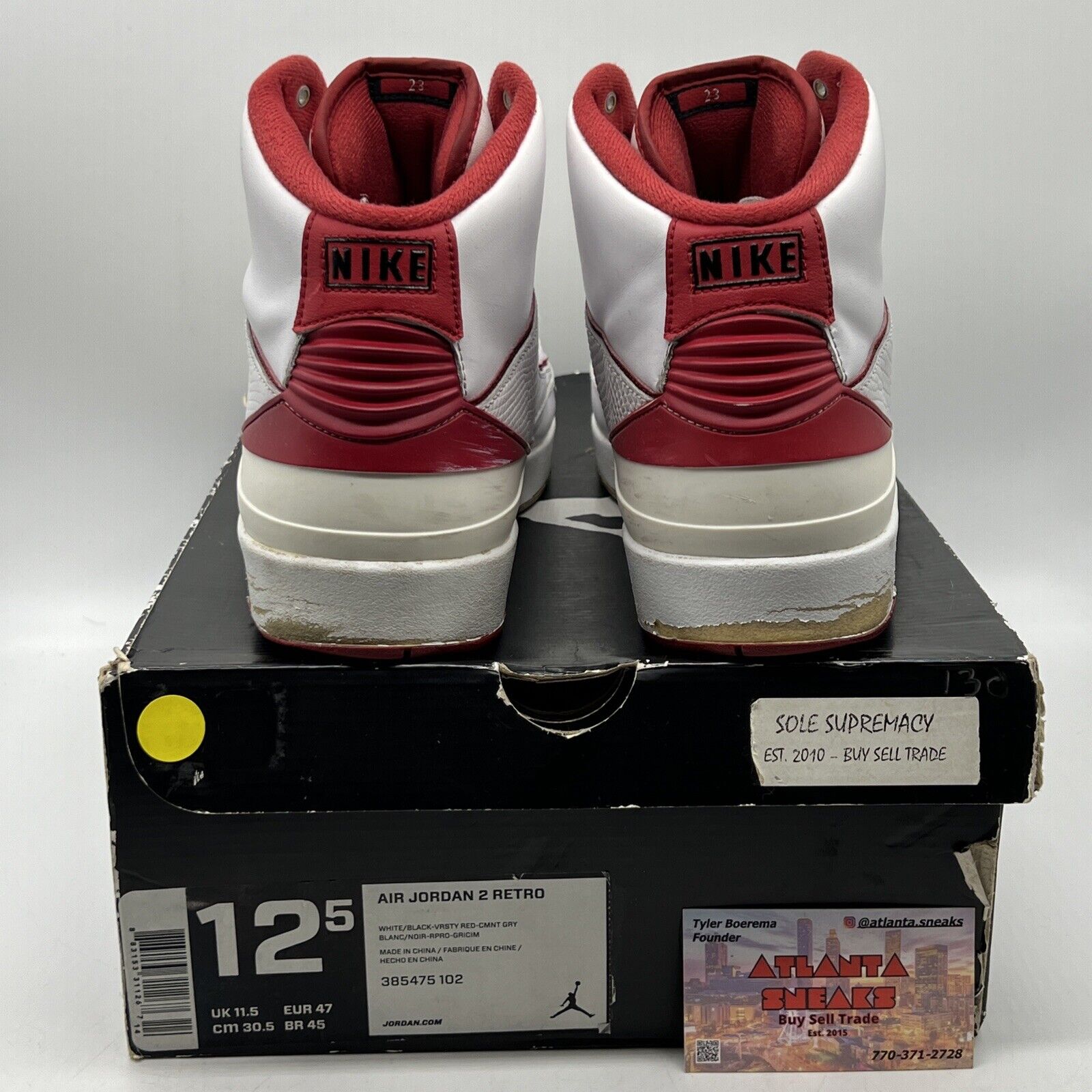Size 12.5 - Air Jordan 2 Retro Chicago Home White Red Leather (385475-102)