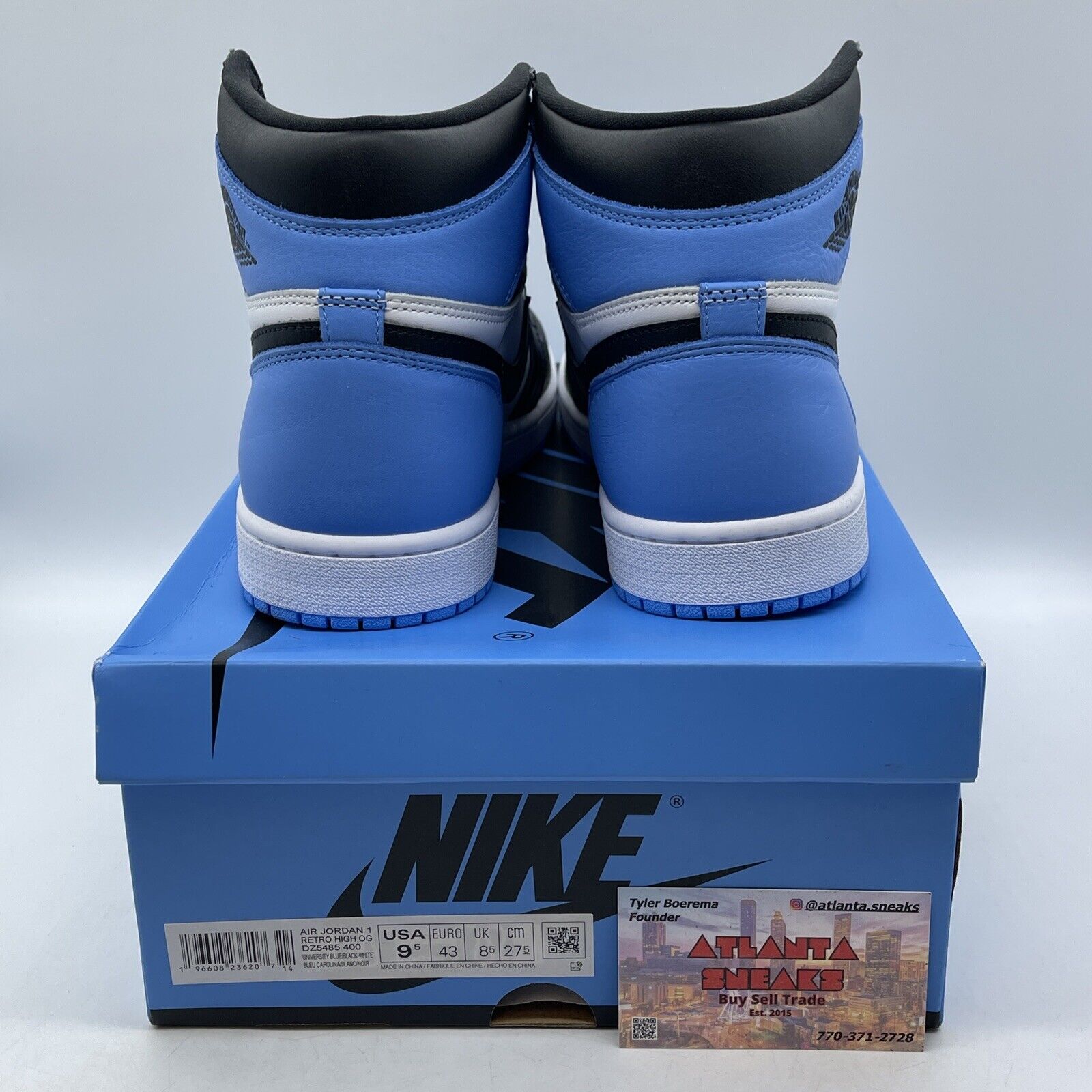 Size 9.5 - Jordan 1 Retro OG High UNC Toe White Blue Black Leather (DZ5485-400)