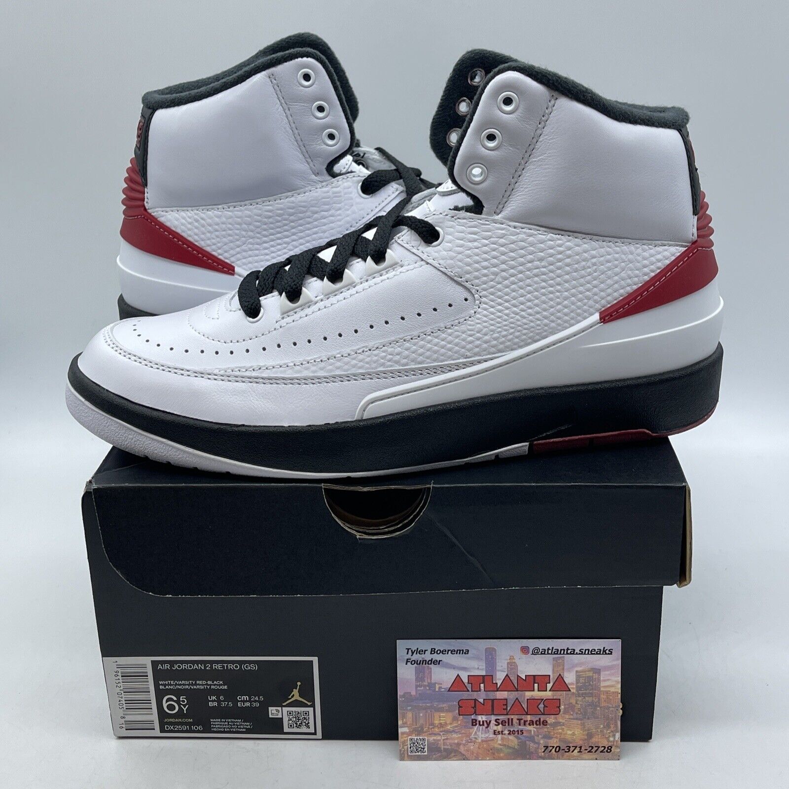 Size 6.5Y - Jordan 2 Retro Mid Chicago White Black Red Leather (DX2591-106)