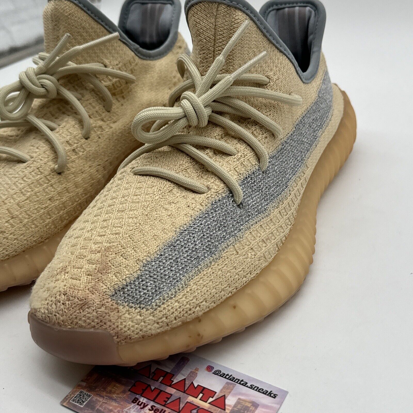 Size 10.5 - adidas Yeezy Boost 350 V2 Linen Yellow Blue Reflective Comfy Boost