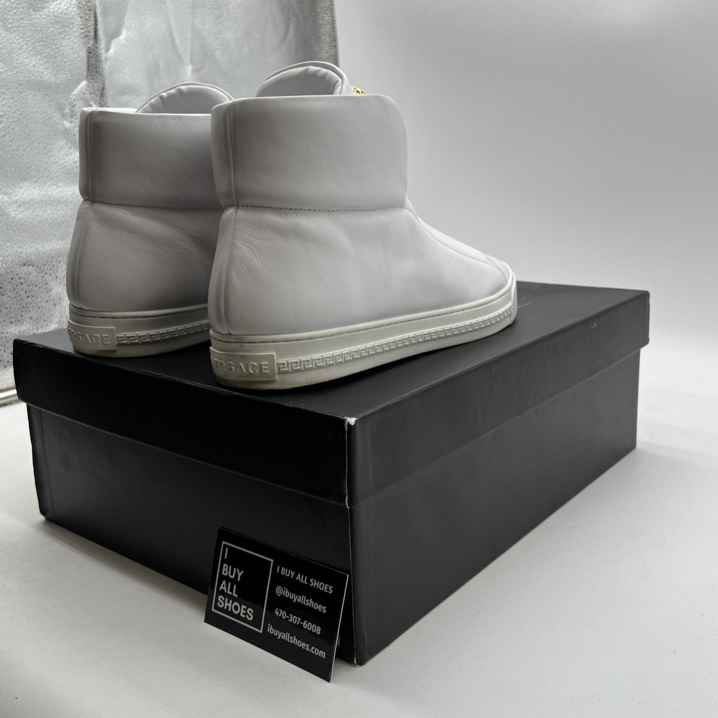 Size 40 - Versace Men’s Palazzo Gold Medusa White High Top