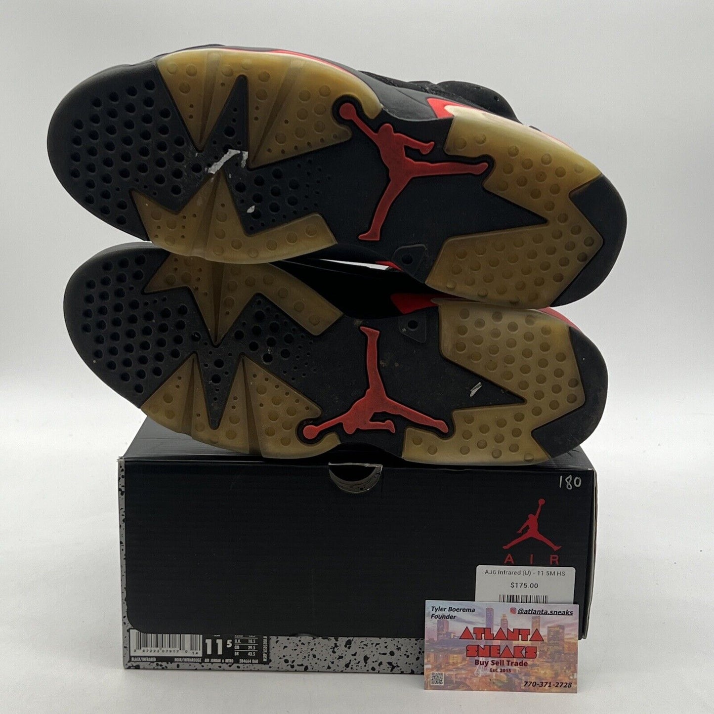 Size 11.5 - Jordan 6 Retro Mid Infrared Black Red Suede (384664-060)