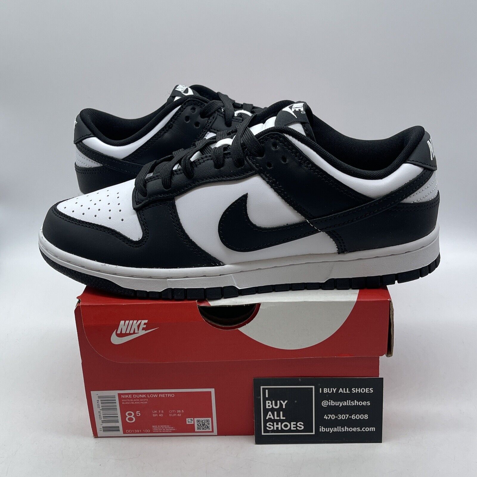Size 8.5 - Nike Dunk Low Black White Suede Leather (DD1391-100)