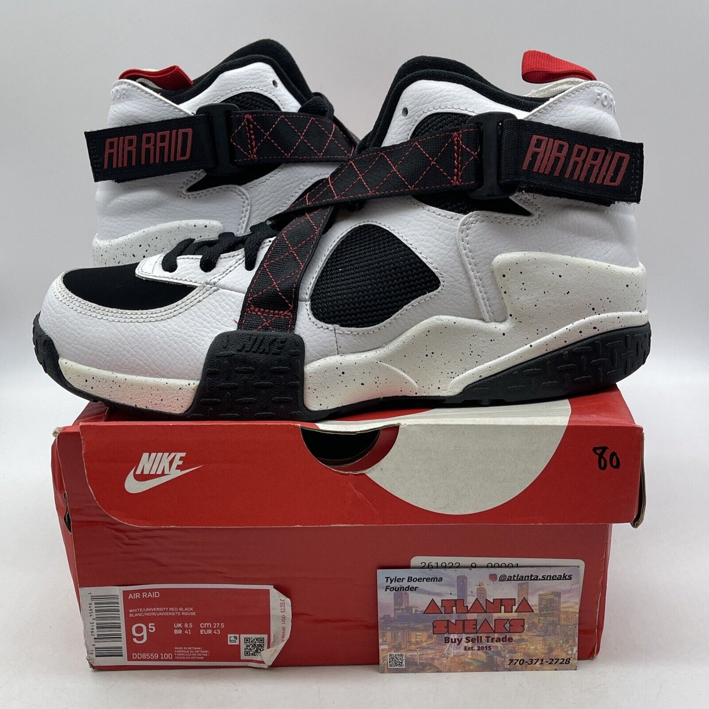 Size 9.5 - Nike Air Raid White Black Red Suede Leather (DD8559-100)